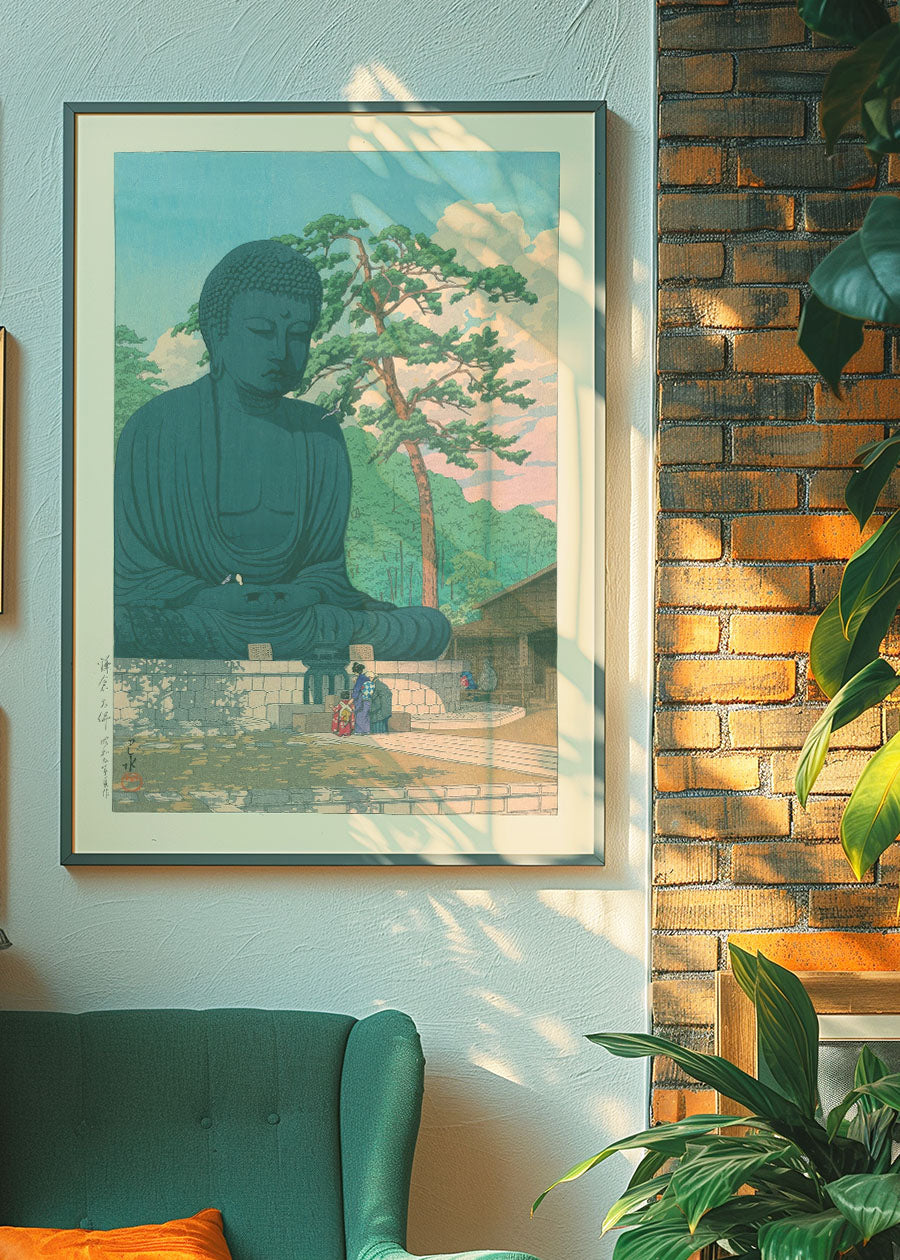 Hasui Kawase Kamakura Great Buddha Art Print - Japanese Woodblock Wall Decor for Home & Office