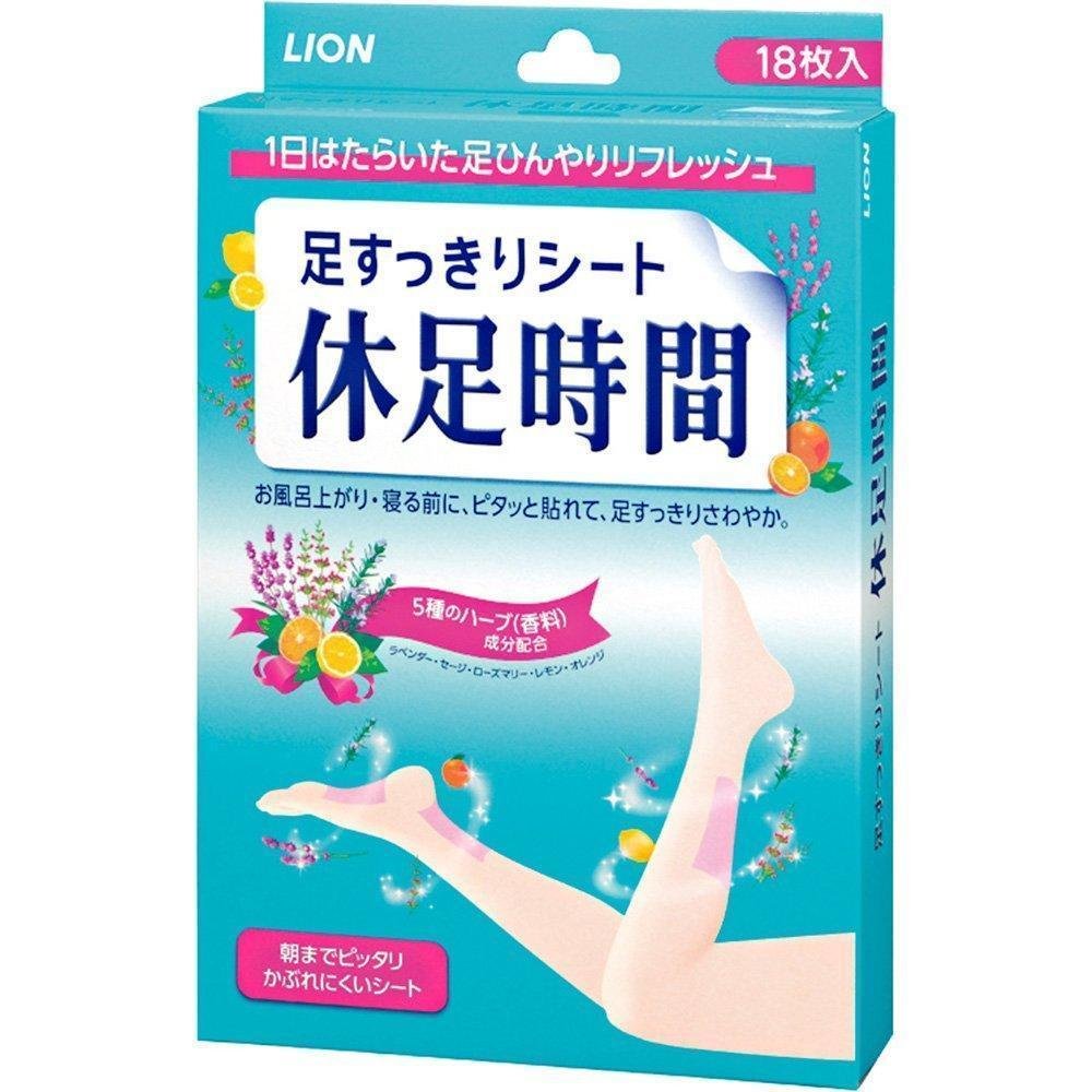 Lion Kyusoku Jikan Cooling Gel Pads for Legs - 18 Sheets Pack | Soothing Relief for Tired Legs & Feet | Perfect for Office Workers, Travelers & Post-Workout Recovery