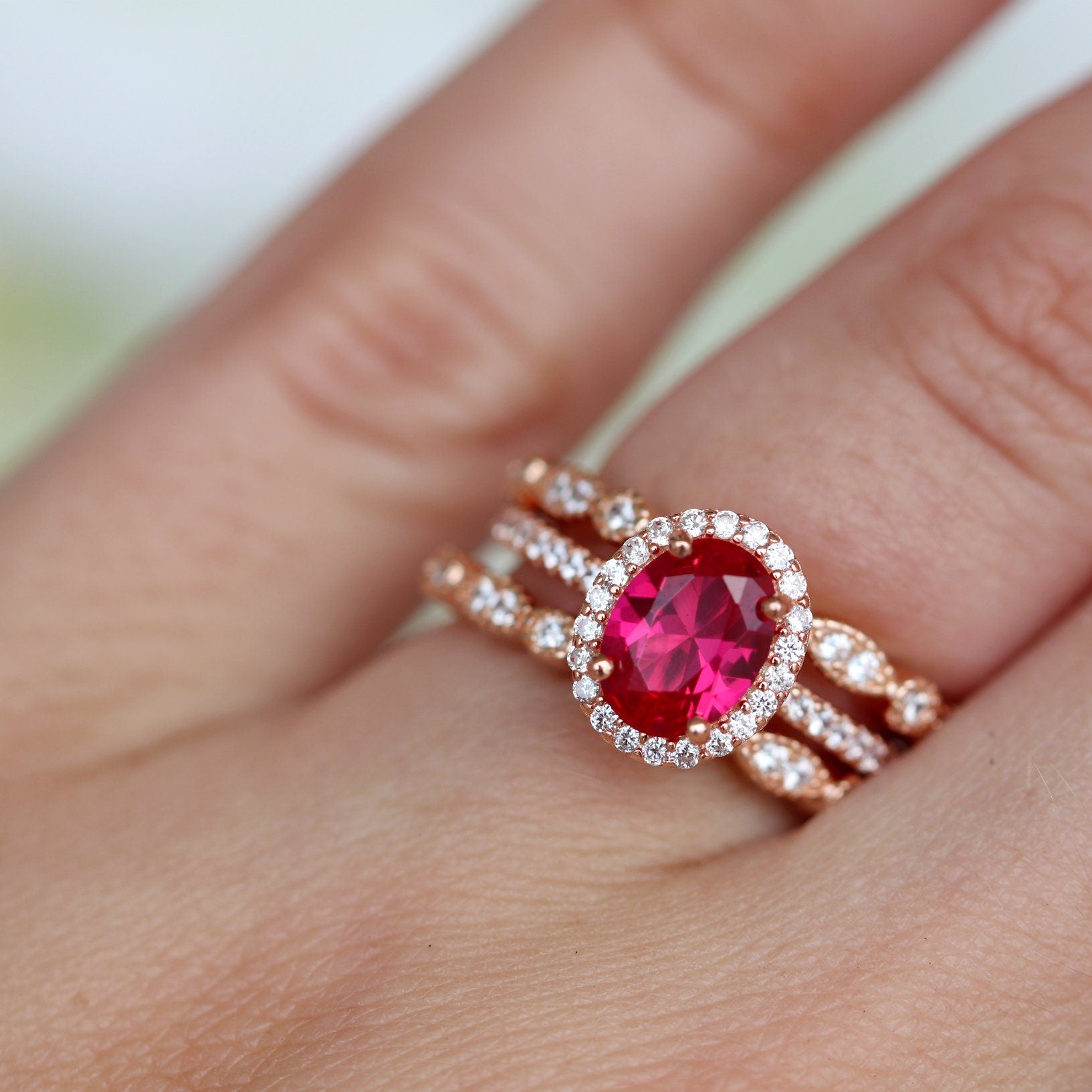 14K Rose Gold Vermeil Iris Oval Ruby Ring for Women - Elegant Jewelry Gift for Valentine's Day, Anniversary & Special Occasions