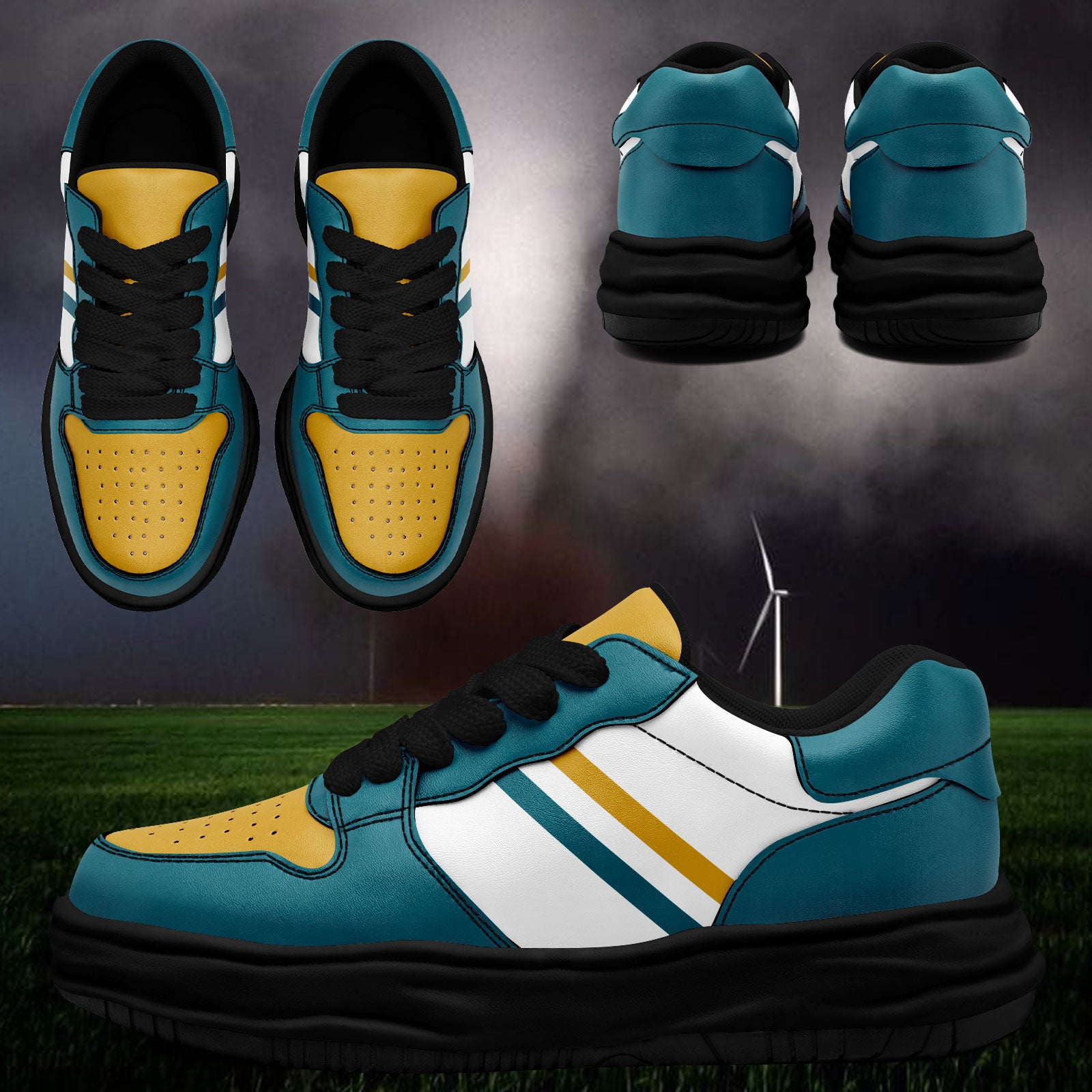 Custom Green & Yellow Jacksonville Personalized Sneakers - Unisex Comfortable Casual Shoes FN032 D020389 (Size 16) - Perfect for Streetwear, Urban Fashion & Sports Enthusiasts