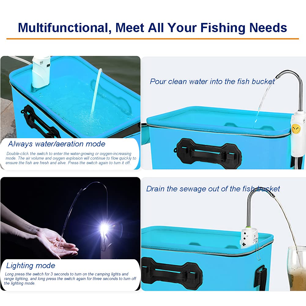 Automatic Fish Pond Water Dispenser & Aerator - Hands-Free Intelligent Induction Pump with Outdoor Light for Fishing, Hand Washing & Aquarium Maintenance - White