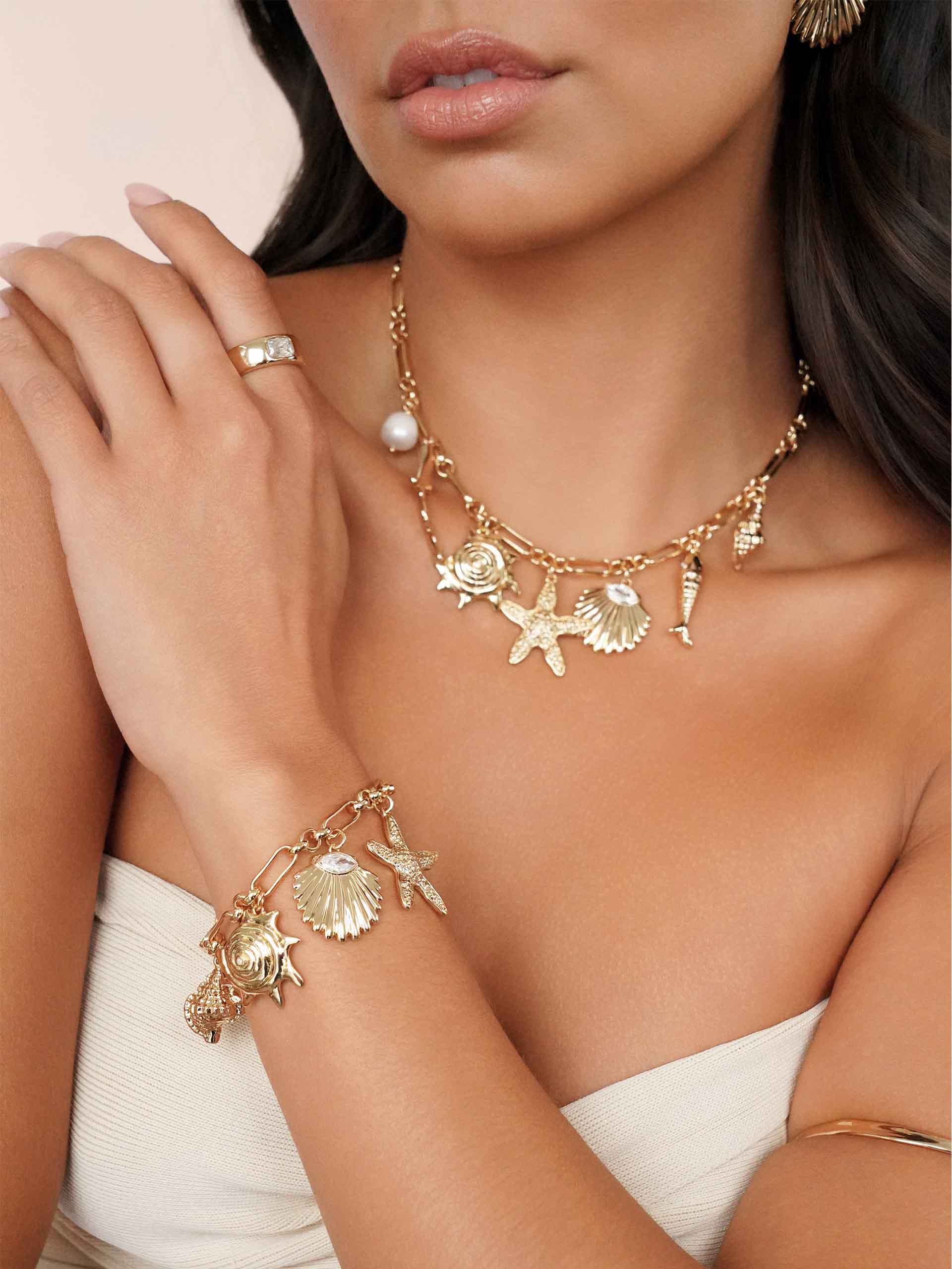 Oceanic Dreams Charm Bracelet - Handmade Sea Glass & Shell Beaded Jewelry for Women | Perfect for Beach Vacations, Summer Outfits & Boho Fashion Accessories