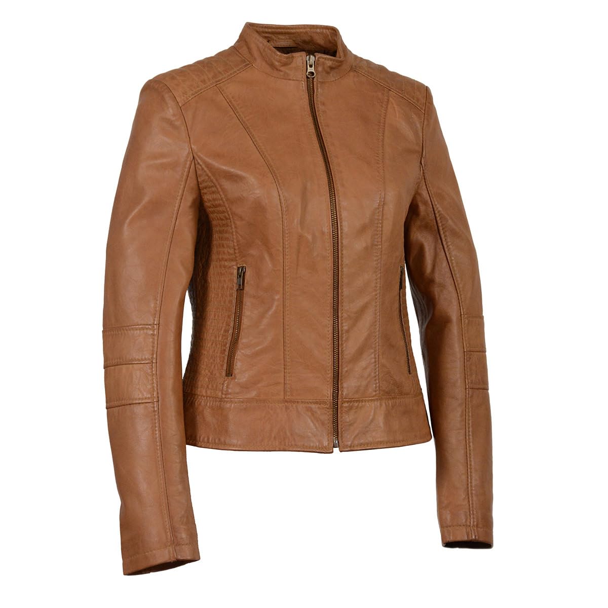 Milwaukee Leather Women's Black Zip Front Stand Collar Motorcycle Jacket SFL2860 - Stylish Biker Jacket for Riding & Casual Wear