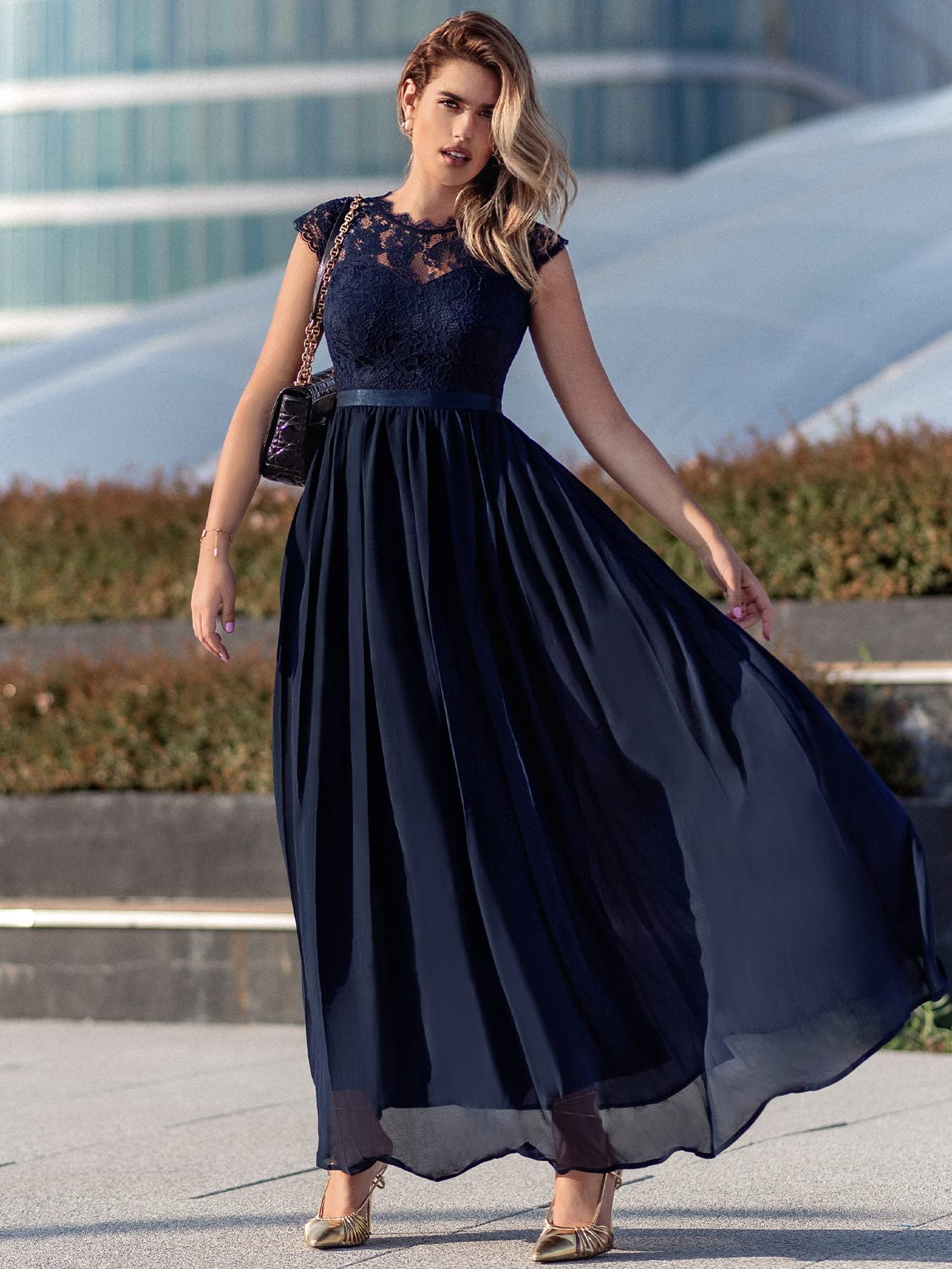 Elegant Floral Lace Maxi Dress for Women - Formal Evening Gown for Parties, Weddings & Special Occasions | Perfect for Cocktail Events, Prom & Black Tie Gatherings