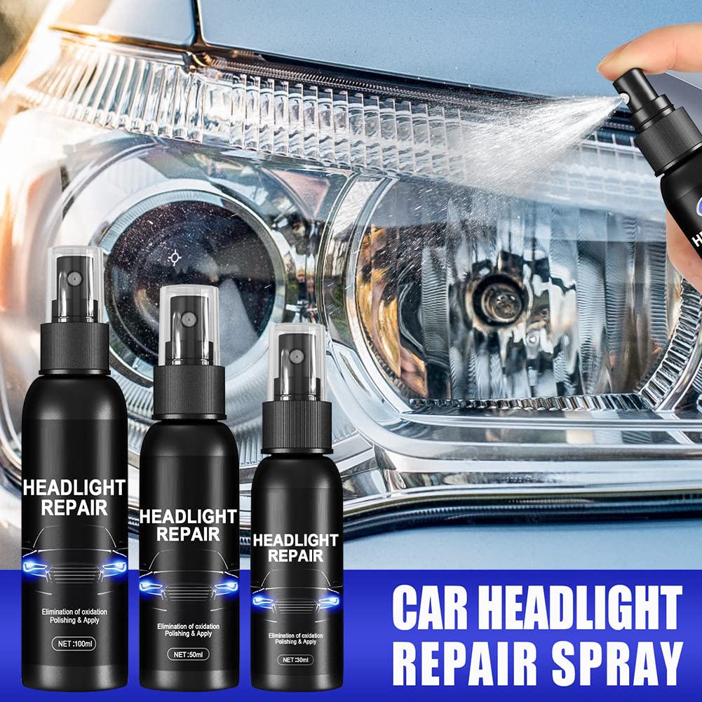 50ML Car Headlight Restoration Kit - UV Protection Headlight Polish & Cleaner with Sponge for Fog Lights, Windows & Brake Lights | Headlamp Repair Fluid for Clear Vision & Night Driving Safety