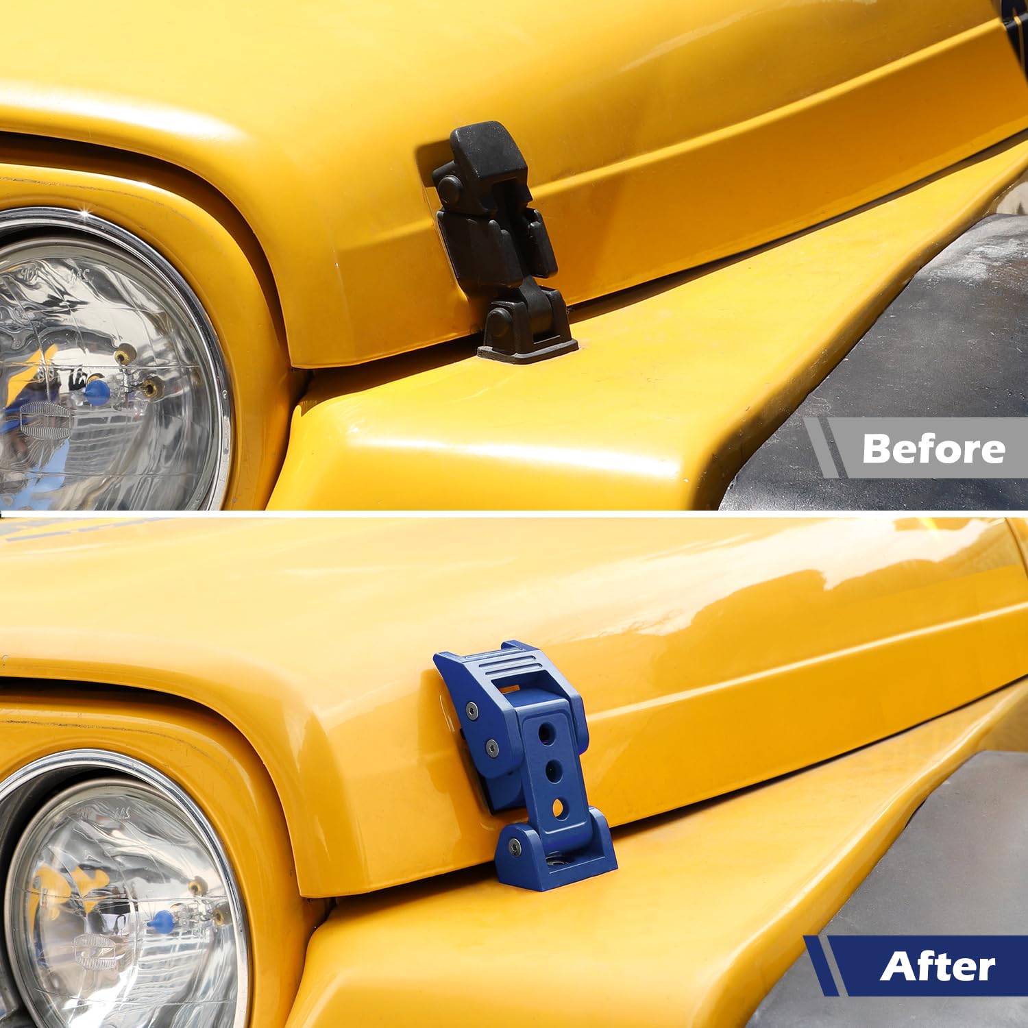 RT-TCZ Hood Latches Catch Kit for Jeep Wrangler TJ 1997-2006 - Blue Exterior Accessories (2-Piece, 3-Hole Design) | Durable Off-Road Upgrade for Jeep Enthusiasts | Perfect for Trail Riding & Adventure Travel