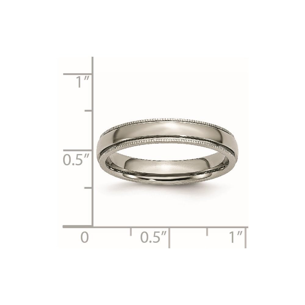 Titanium Grooved & Beaded Edge 4mm Wedding Band Ring for Men - Size 10, Durable & Hypoallergenic Jewelry - Perfect for Anniversary, Engagement, and Everyday Wear
