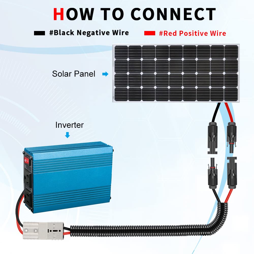 ELECTOP 10AWG Solar Panel Connector Cable - 50A/600V Waterproof Solar Connector with MC4 Adapter for Solar Generators, Inverters, Battery Packs & Charger Kits - Perfect for Off-Grid Power Systems, RV Solar Setup & Emergency Backup Power