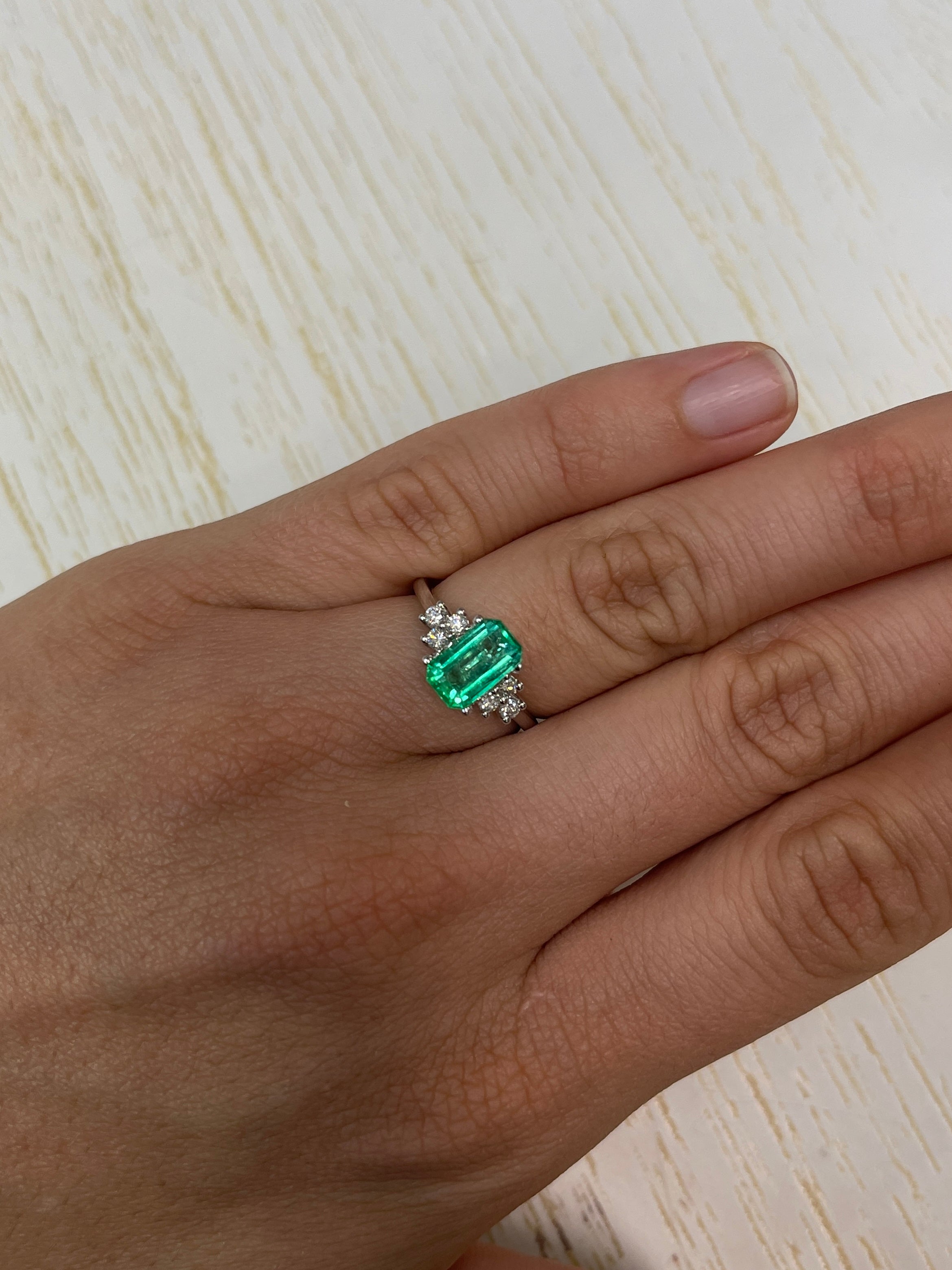 1.68 Carat 9x6mm Yellowish Green Natural Loose Colombian Emerald - Emerald Cut Gemstone for Jewelry Making, Engagement Rings & Collector's Specimen