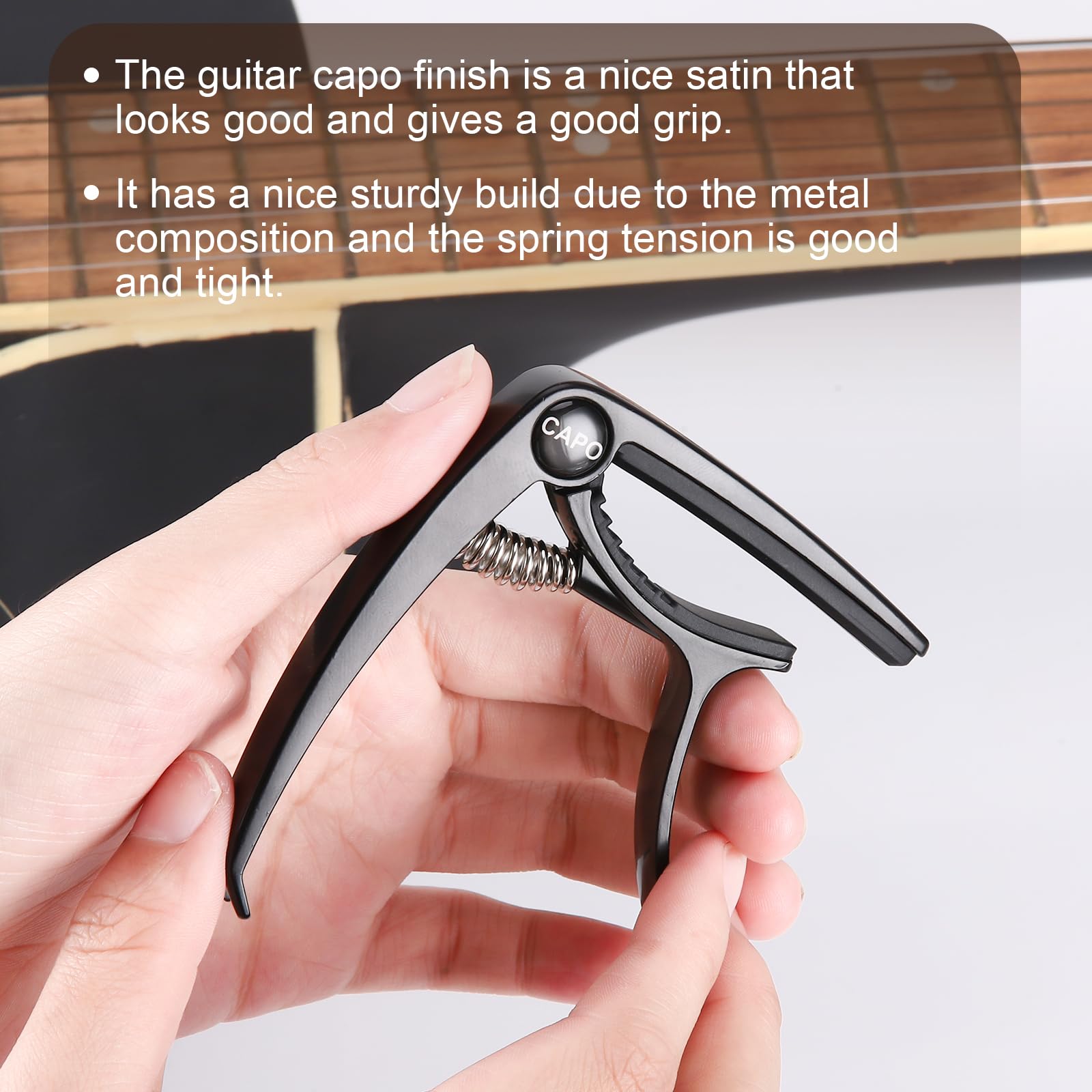 Premium Guitar Capo for Acoustic & Electric Guitars - 6 String Adjustable Clamp for Classical & Steel Strings - Black - Perfect for Live Performances, Studio Recording & Practice Sessions