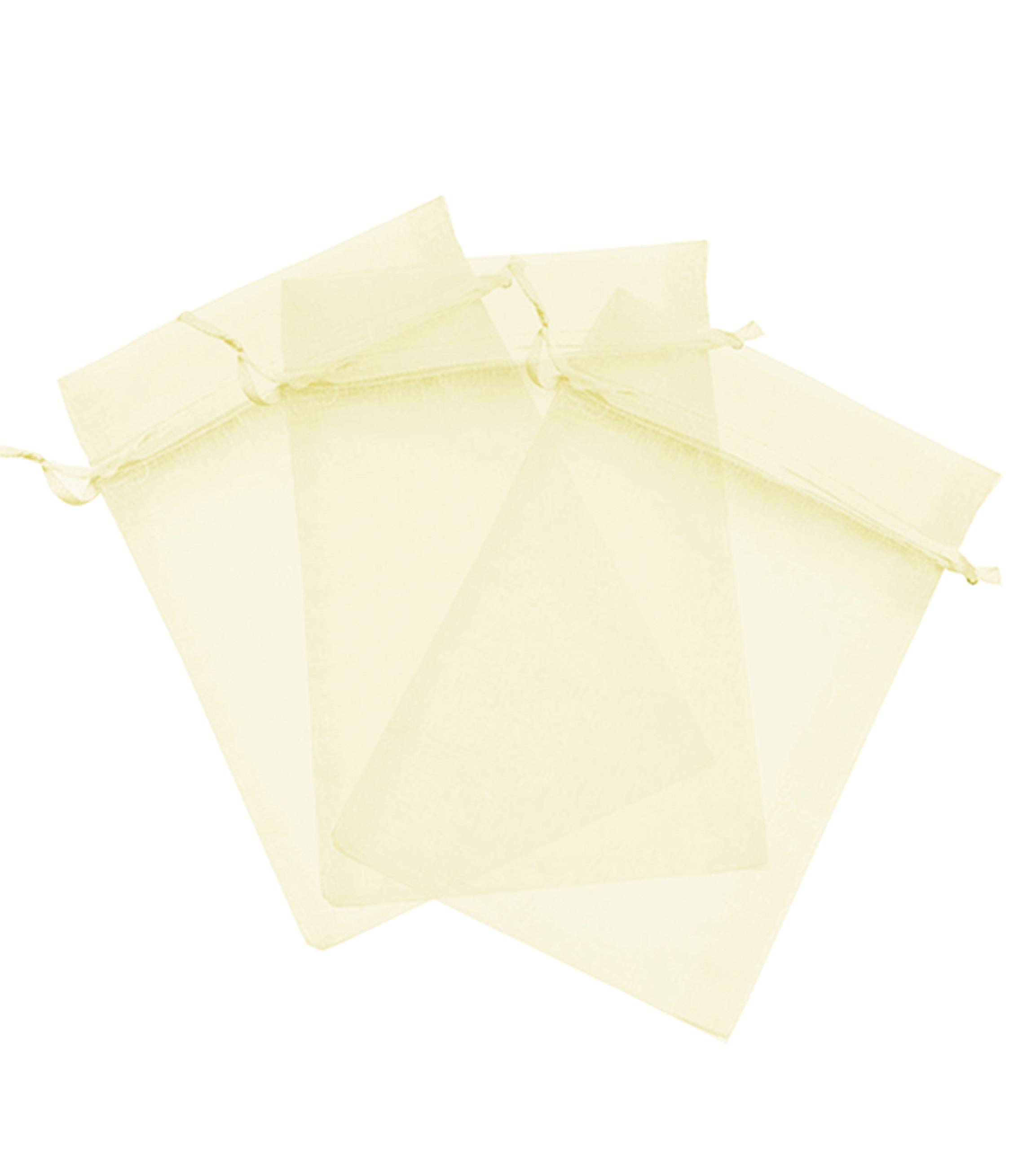 200 Pcs Beige 4x6 Inches Sheer Drawstring Organza Jewelry Pouches - Wedding Favor Bags, Party Gift Bags, Candy Bags for Bridal Shower, Baby Shower, Birthday Party Favors