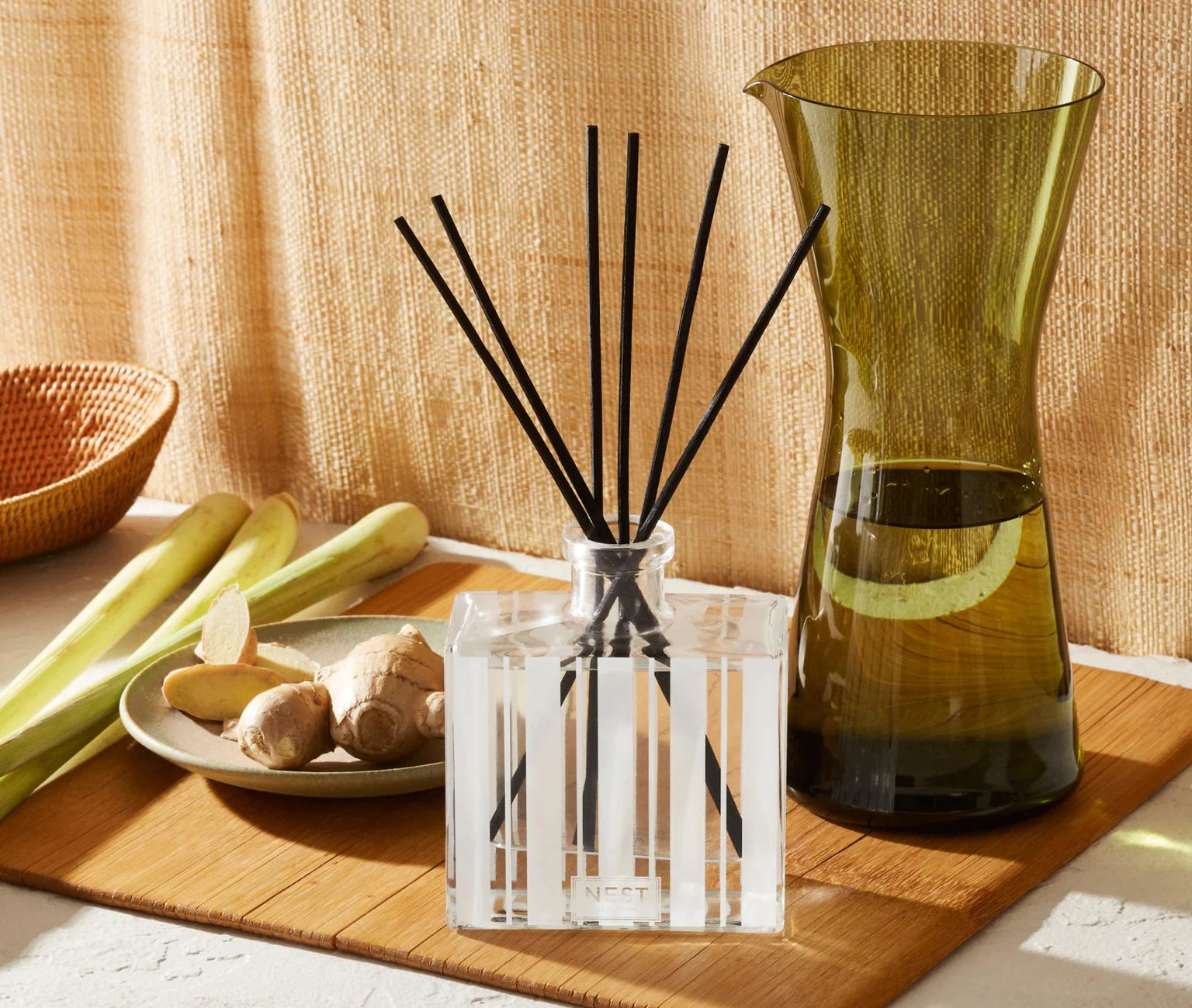 Nest Lemongrass & Ginger Reed Diffuser - Aromatherapy Home Fragrance for Living Room, Bedroom & Office | Long-Lasting Essential Oil Scent