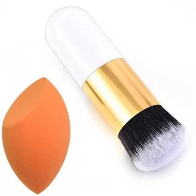 ZemGlam Makeup Foundation Brush & Beauty Blender Sponge Set - Professional Liquid & Powder Cosmetic Applicators for Flawless Makeup Application (Perfect for Daily Use, Travel & Professional Makeup Kits)