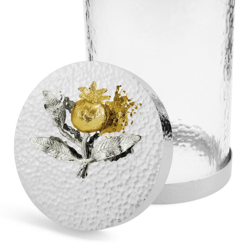 Elegant Pomegranate Silver & Gold Canisters - Premium Home Storage Containers for Kitchen, Bathroom & Office Organization
