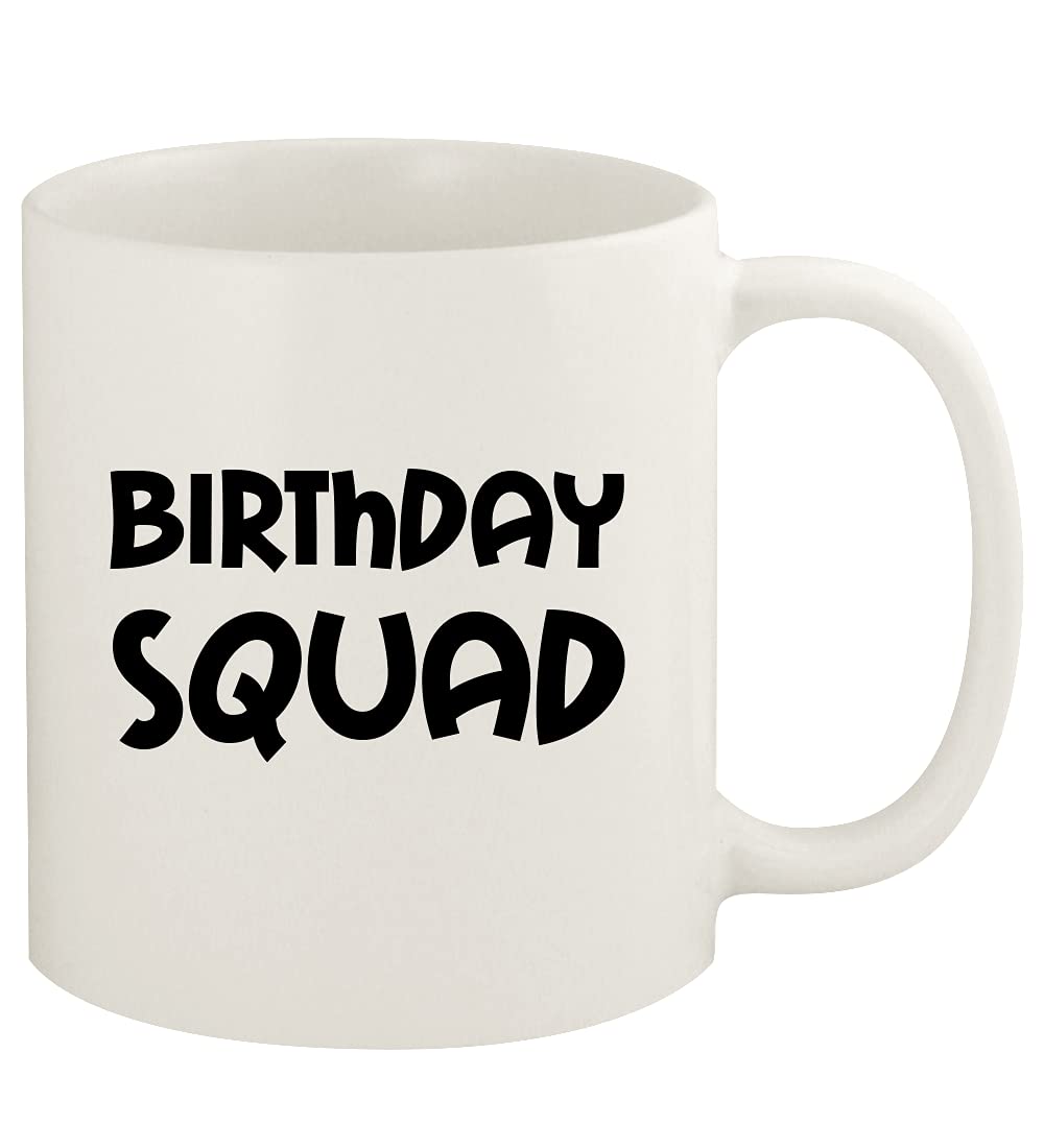 Birthday Squad - 11oz Ceramic White Coffee Mug for Birthday Parties, Office Gifts & Daily Use - Perfect for Tea, Hot Chocolate & Coffee Lovers