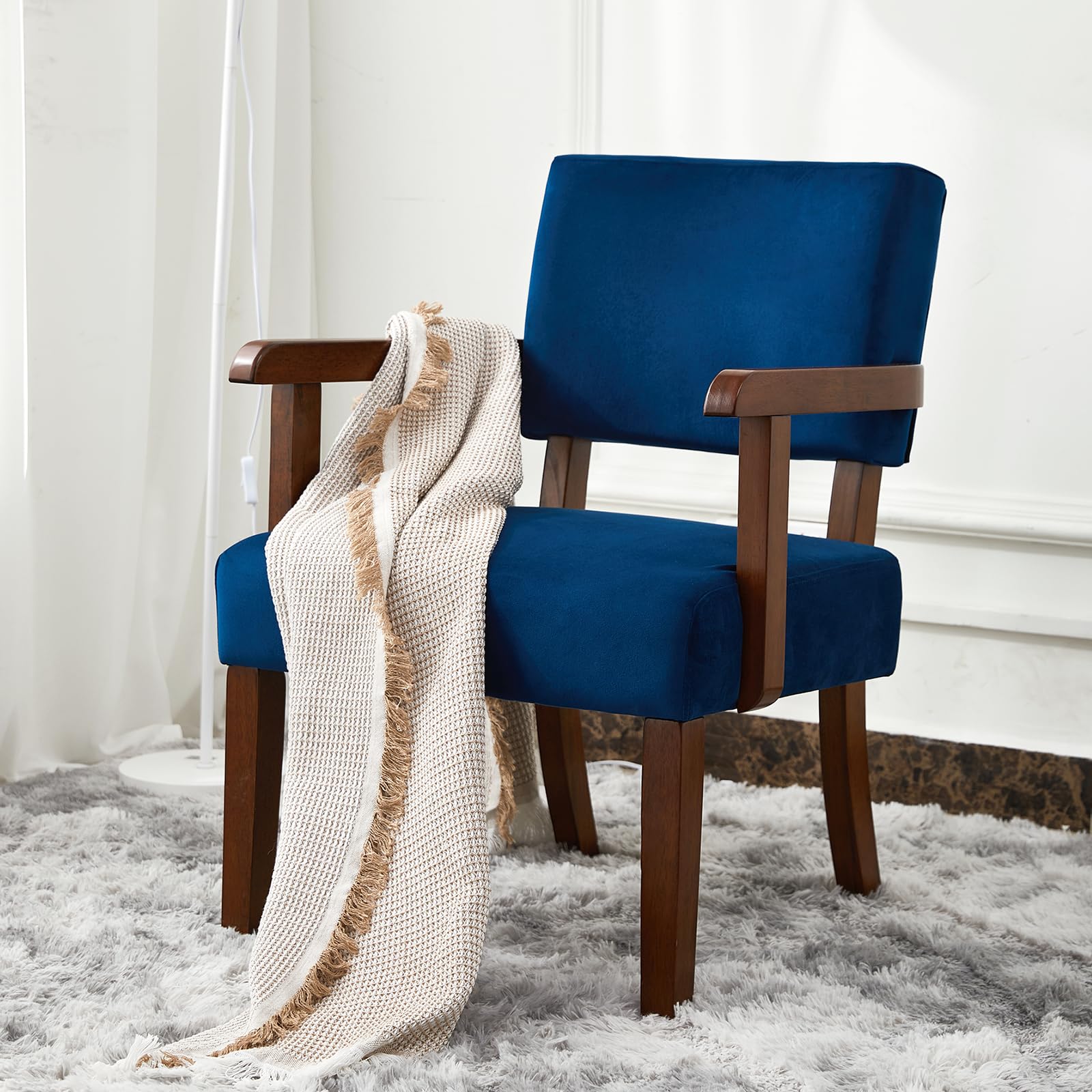 2-Piece Velvet Accent Chair Set with Side Table - Navy Blue Soft Seating for Living Room, Bedroom, Reading Nook & Waiting Areas - Comfortable Armchairs with Plush Cushions for Relaxation & Home Decor