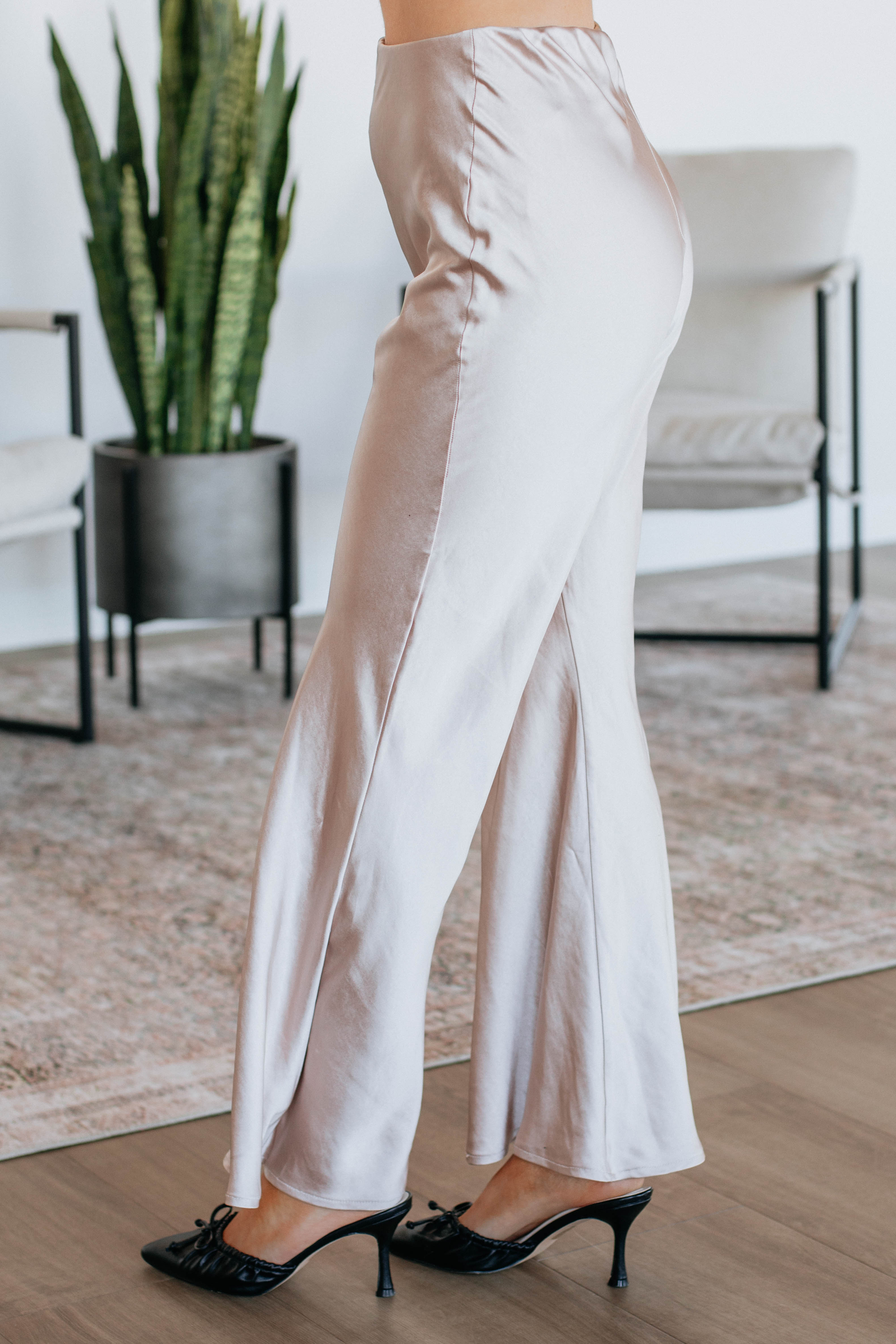 Getting Glam High-Waisted Pink Gloss Pants - Trendy Women's Fashion for Parties, Night Out & Special Occasions