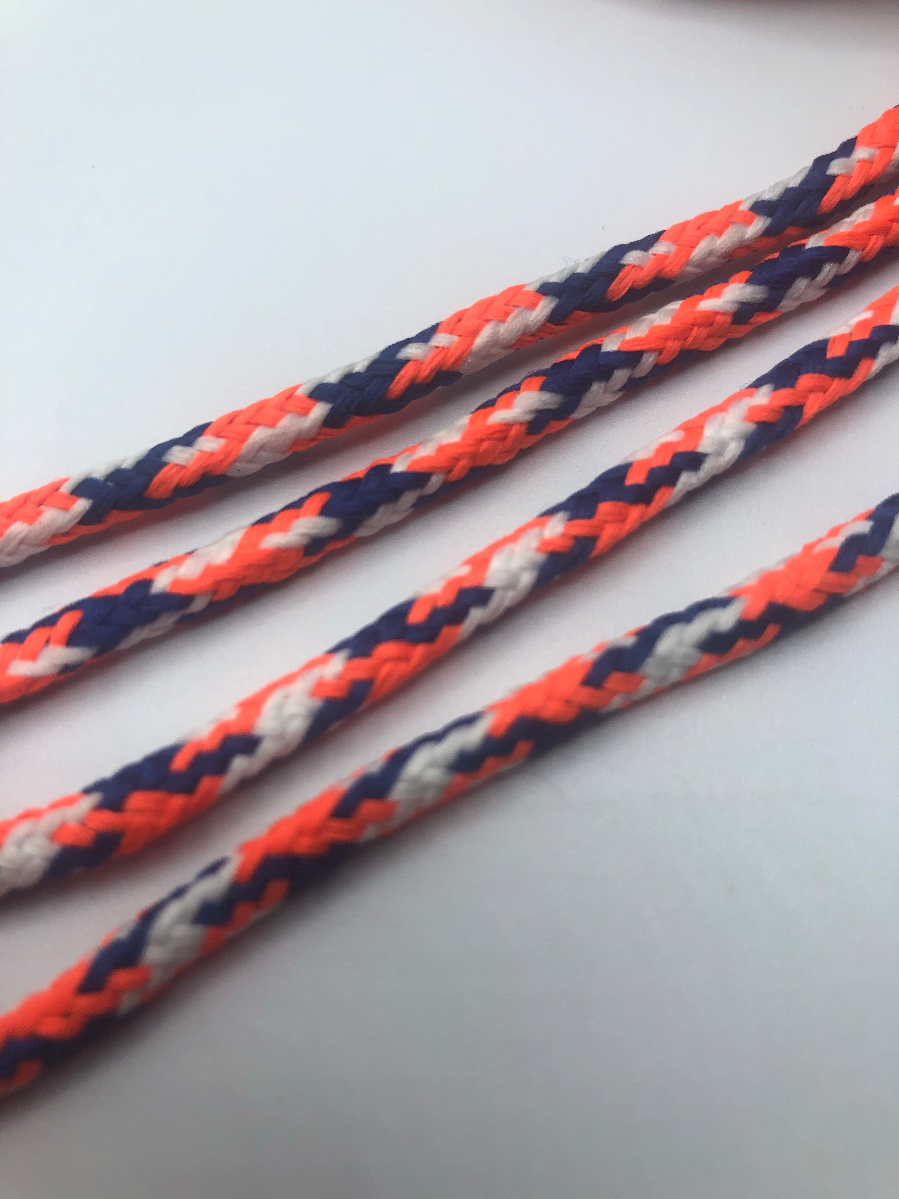 Vibrant Round Multi-Color Shoelaces - White, Blue & Neon Orange | Fashionable & Durable Laces for Sneakers, Boots & Casual Shoes | Perfect for Sports, Workouts & Everyday Wear