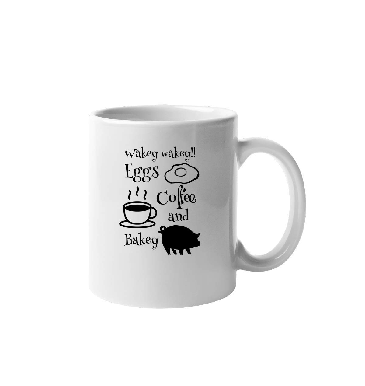 Funny Wakey Wakey Eggs Coffee and Bakey Ceramic Coffee Mug - Novelty Breakfast Mug for Coffee Lovers, Perfect for Morning Coffee, Office Use, and Gift Giving