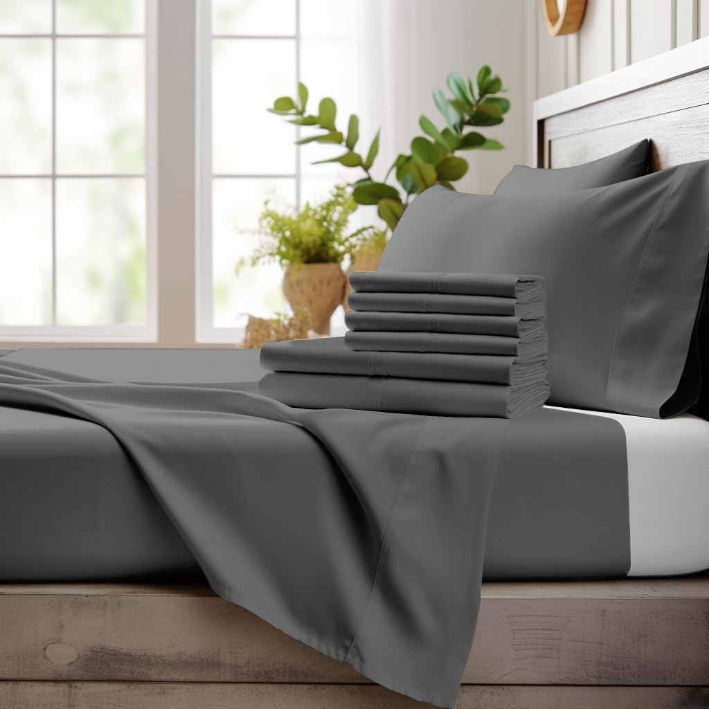 Bamboo Bay 6-Piece Queen Size Sheet Set - 100% Bamboo Viscose, Ultra Soft & Breathable Cooling Bed Sheets for Hot Sleepers - Deep Pocket Fits 16