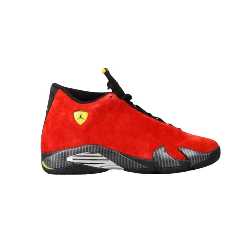 Air Jordan 14 Retro Ferrari Sneakers - Chilling Red, Vibrant Yellow & Black Anthracite Colorway - Men's Basketball Shoes for Court Performance & Streetwear Fashion