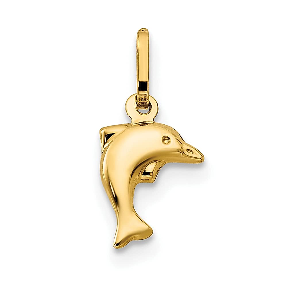 14K Yellow Gold Small Dolphin Charm Necklace - Dainty Sea Life Pendant for Women | Perfect Birthday, Anniversary & Valentine's Day Gift | Beach Vacation & Ocean-Themed Jewelry