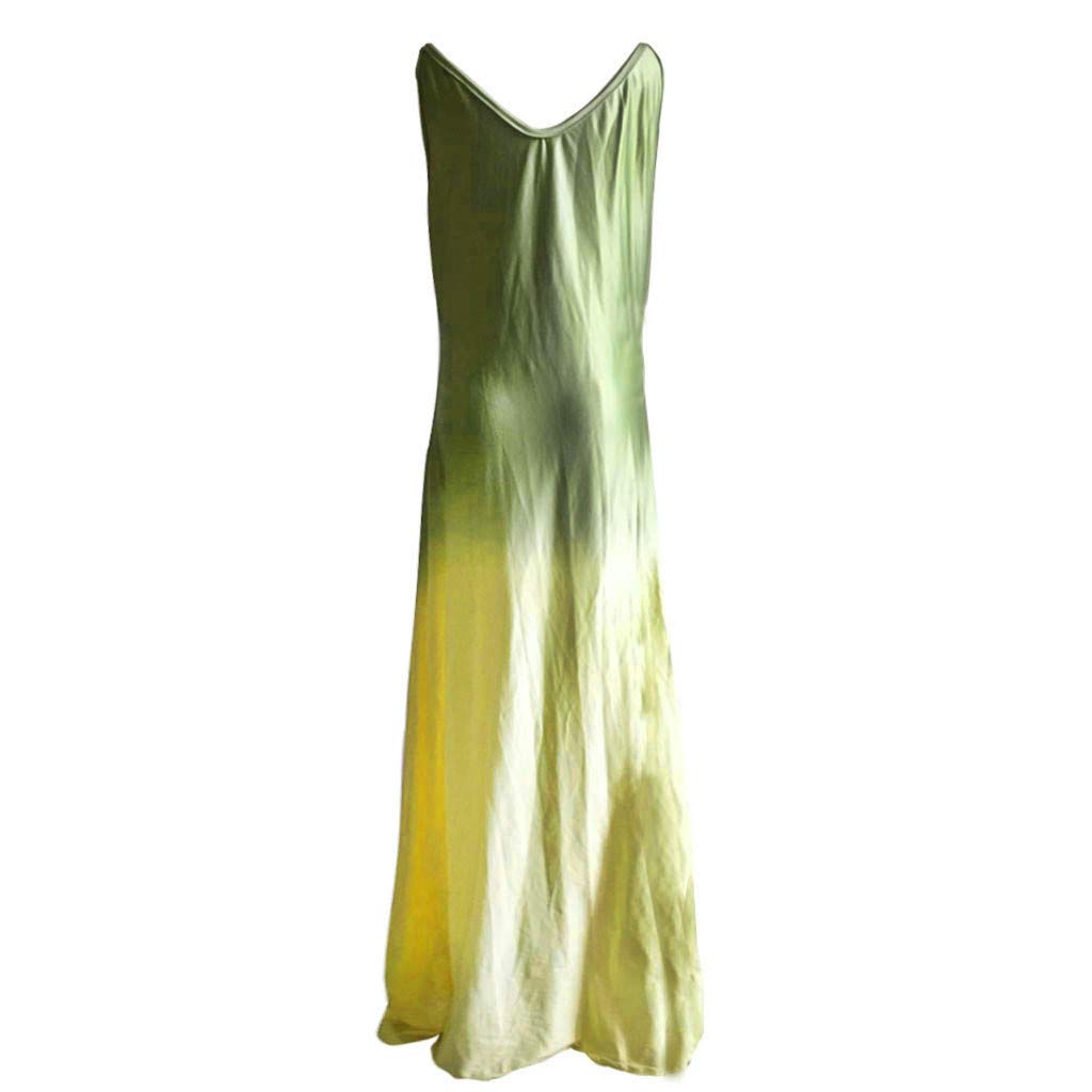 COOKI Women's Casual Sleeveless V-Neck Tie-Dye Maxi Dress - Plus Size Boho Long Dress for Summer, Beach, Vacations & Outdoor Parties