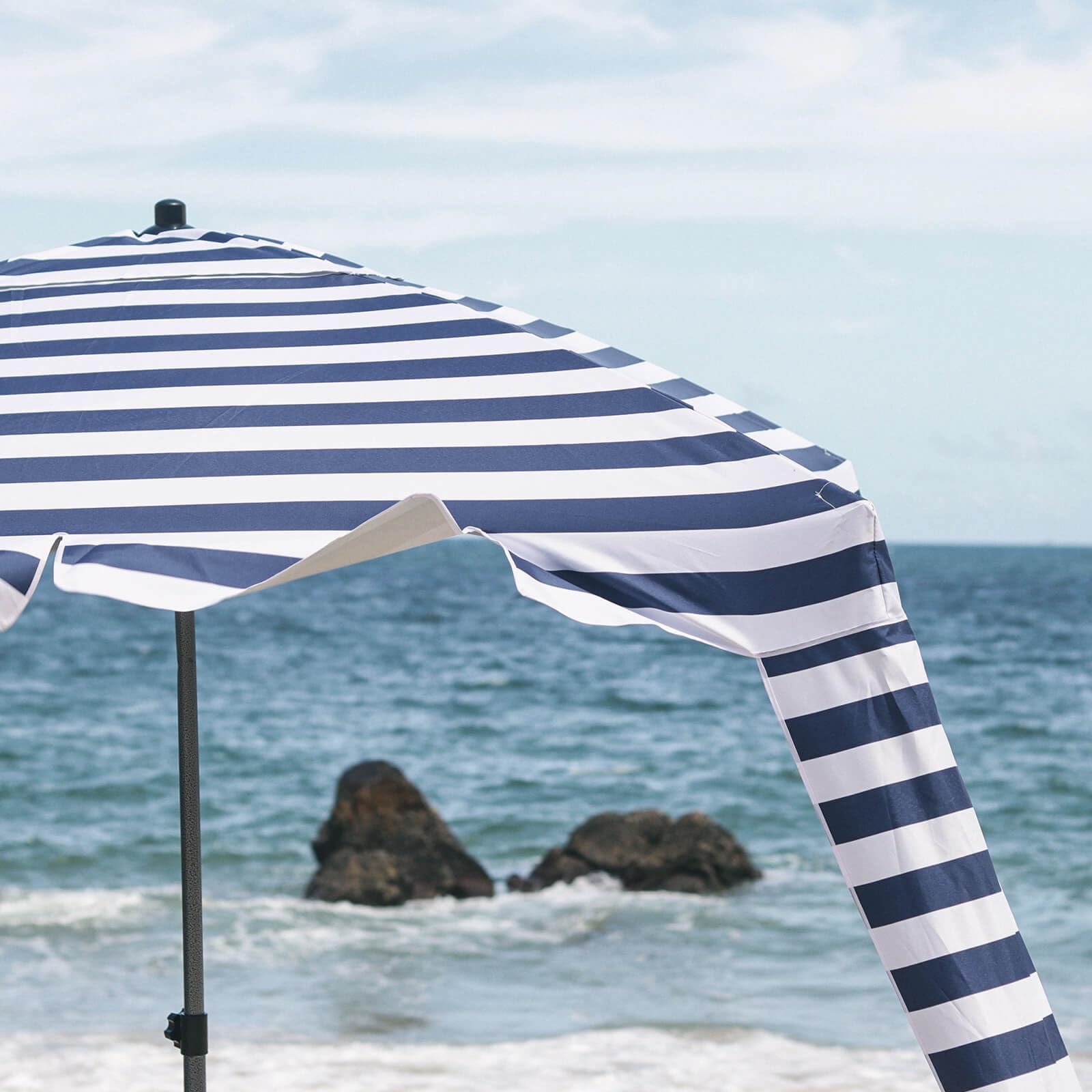 UPF 100+ UV Protection Beach Cabana Tent with Foldable Camping Table - 6' x 6' Portable Canopy Shelter, Waterproof Fabric & Attachable Walls for Easy Setup - Perfect for Family Beach Trips, Camping, Picnics & Outdoor Events (Navy Blue)