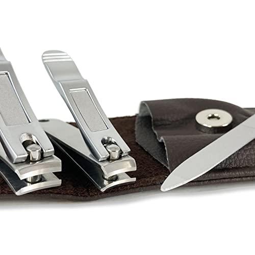 Zizzili Basics 3-Piece Stainless Steel Nail Clipper Set with Nail File & Travel Case - Professional Fingernail & Toenail Clippers for Men & Women - Perfect for Home Manicure, Pedicure & Travel Grooming Essentials