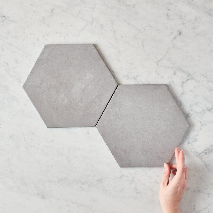 Premium Bells Beach Charcoal Hexagon Porcelain Tile - Encaustic Look Floor & Wall Tile for Kitchen, Bathroom & Backsplash