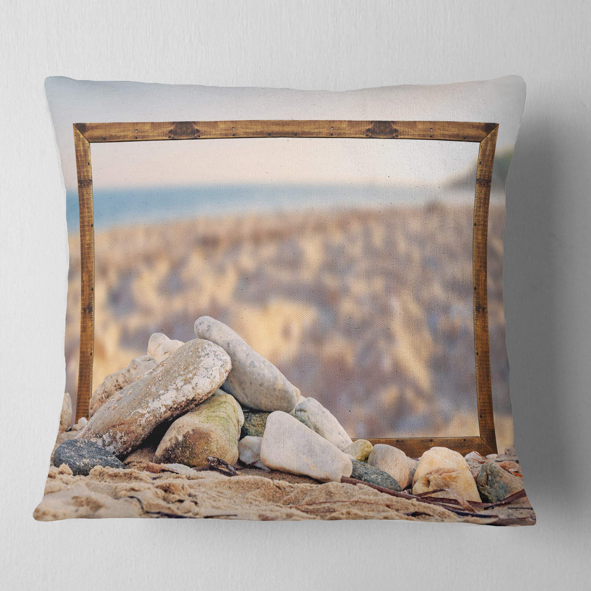 DesignQ CU9385 Decorative Throw Pillow Cushion - 18x18 Inches, Soft Brown - Perfect for Sofa, Bed, Couch & Home Decor