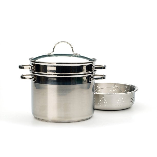 RSVP 8 Quart Multi-Pot with Lid - Versatile Stainless Steel Cooking Pot for Soups, Stews, Pasta & Canning - Perfect for Home Kitchen, Camping & Large Family Meals