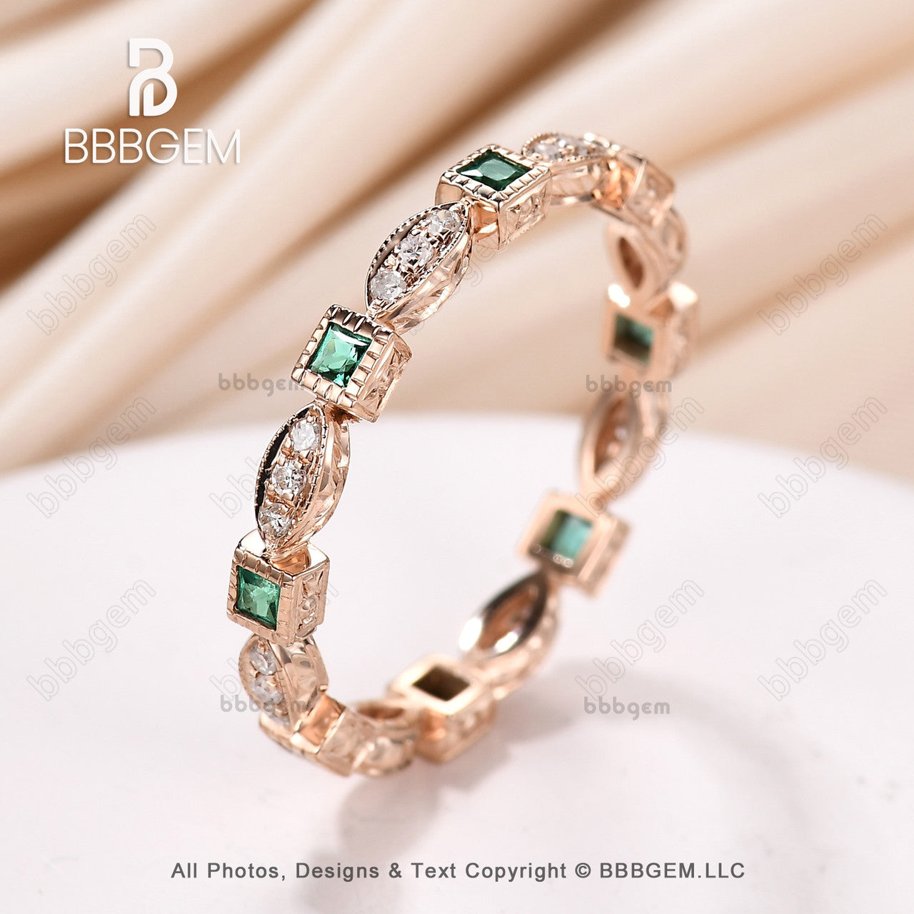 14K Yellow Gold Natural Emerald Diamond Engagement Ring - Princess Cut Wedding Band, Stackable Matching Band & Anniversary Ring for Women | Perfect for Proposals, Weddings & Special Occasions