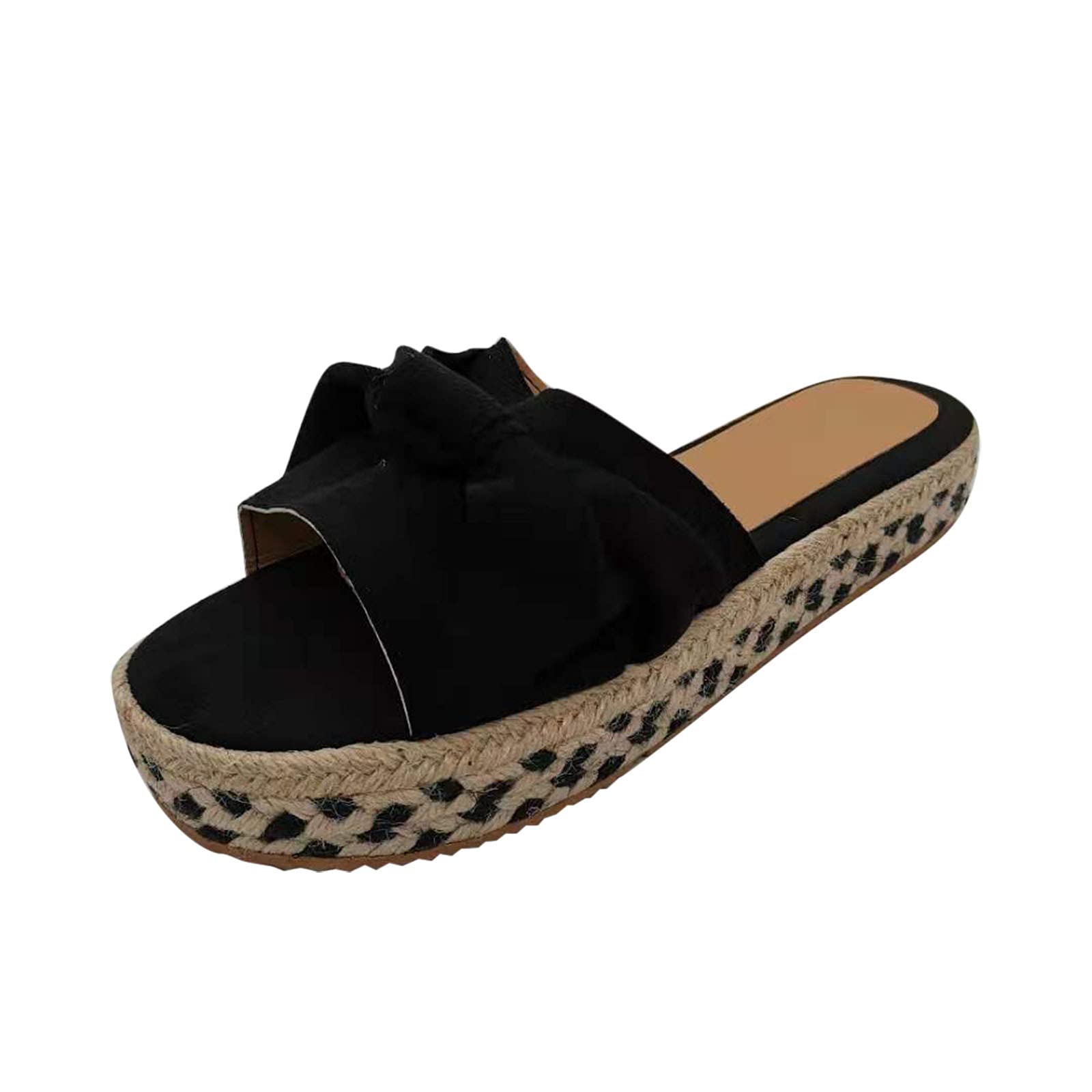 Women's Platform Slippers with Memory Foam - Comfortable Knit Wedge Sandals for Large Sizes | Perfect for Home, Lounge & Indoor Wear