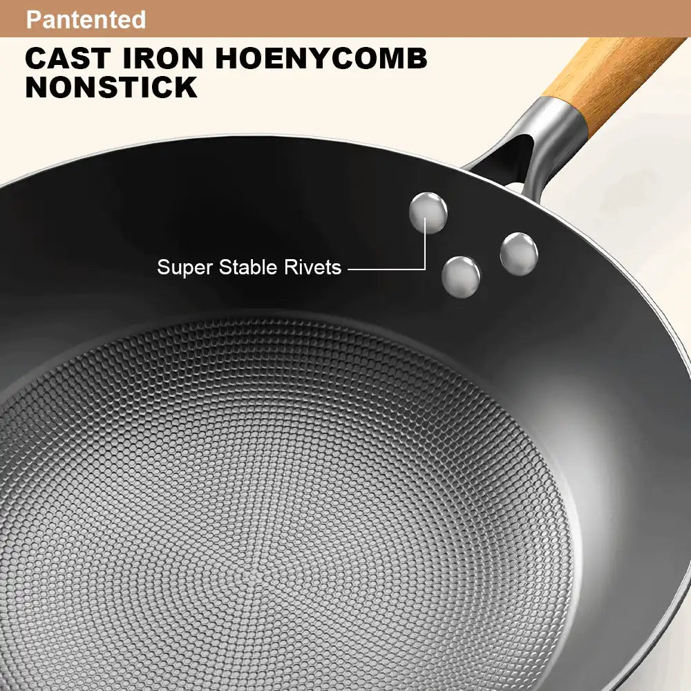 12.6 Inch Carbon Steel Nonstick Wok Pan - Professional Restaurant-Grade Stir Fry Pan for Asian Cooking, Sautéing & Deep Frying - Induction Compatible & Oven Safe