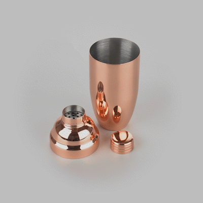 Bar Lux 24 oz Copper Plated Stainless Steel Cobbler Cocktail Shaker - 3.25