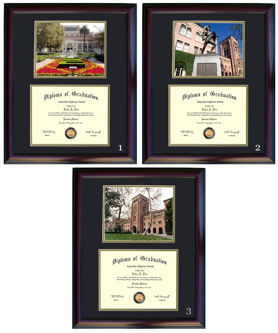 Premium USC Diploma Frame with Photo Display - Cherry & Walnut Wood College Graduation Certificate Holder - Perfect for Office, Study Room or Gift for Graduates