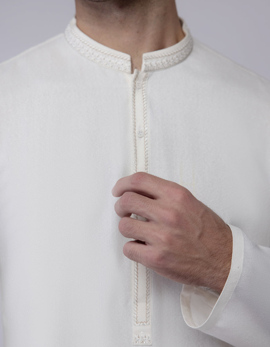 Blended Cream Shalwar Kameez by J. Junaid Jamshed - Premium Pakistani Traditional Outfit for Women - Perfect for Weddings, Festivals & Special Occasions