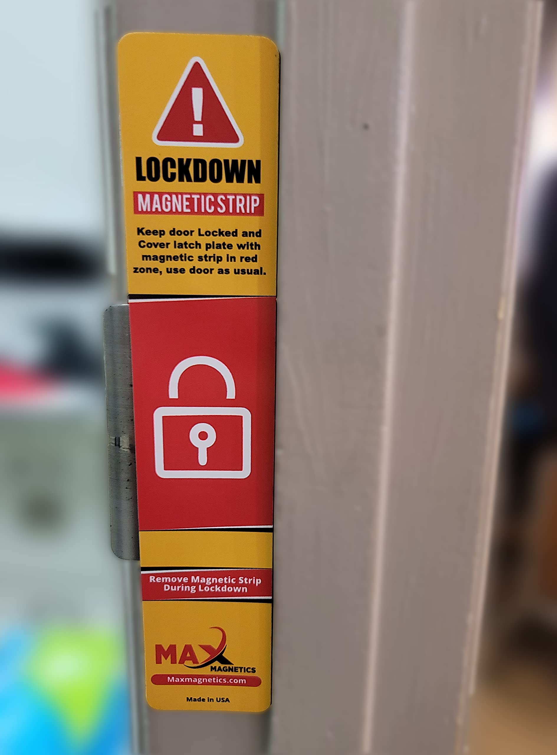 50 Pack Max Magnetics Lockdown Magnetic Strips for Door Frames - High-Density Security Strips for School, Office & Home - Strong Adhesive PVC Coated for Smooth Opening & Closing | Ideal for Classroom Safety, Office Security & Home Protection