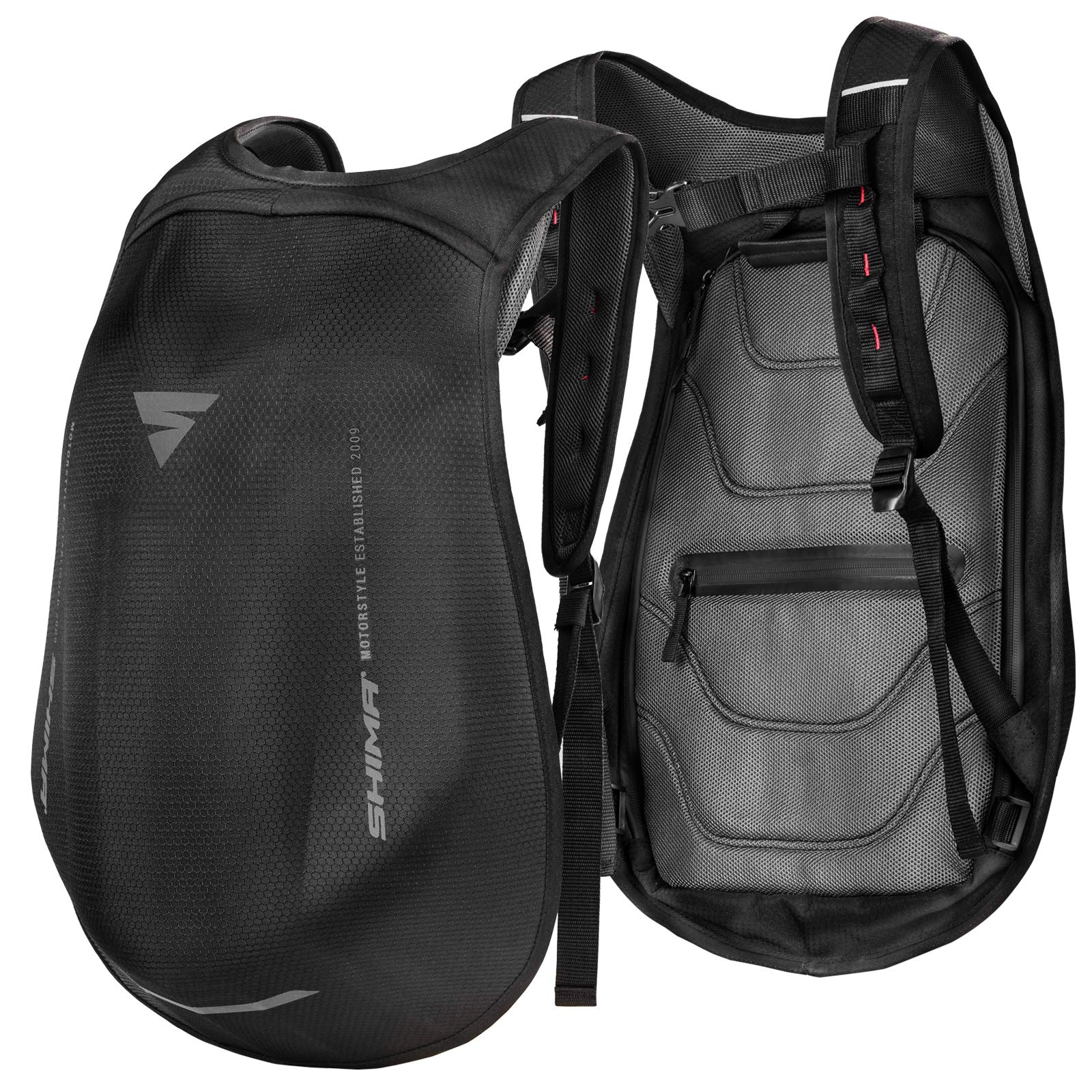 SHIMA Motorcycle Backpack for Men & Women - Waterproof Riding Backpack with USB Charging Port, Black, One Size - Perfect for Commuting, Travel & Outdoor Adventures