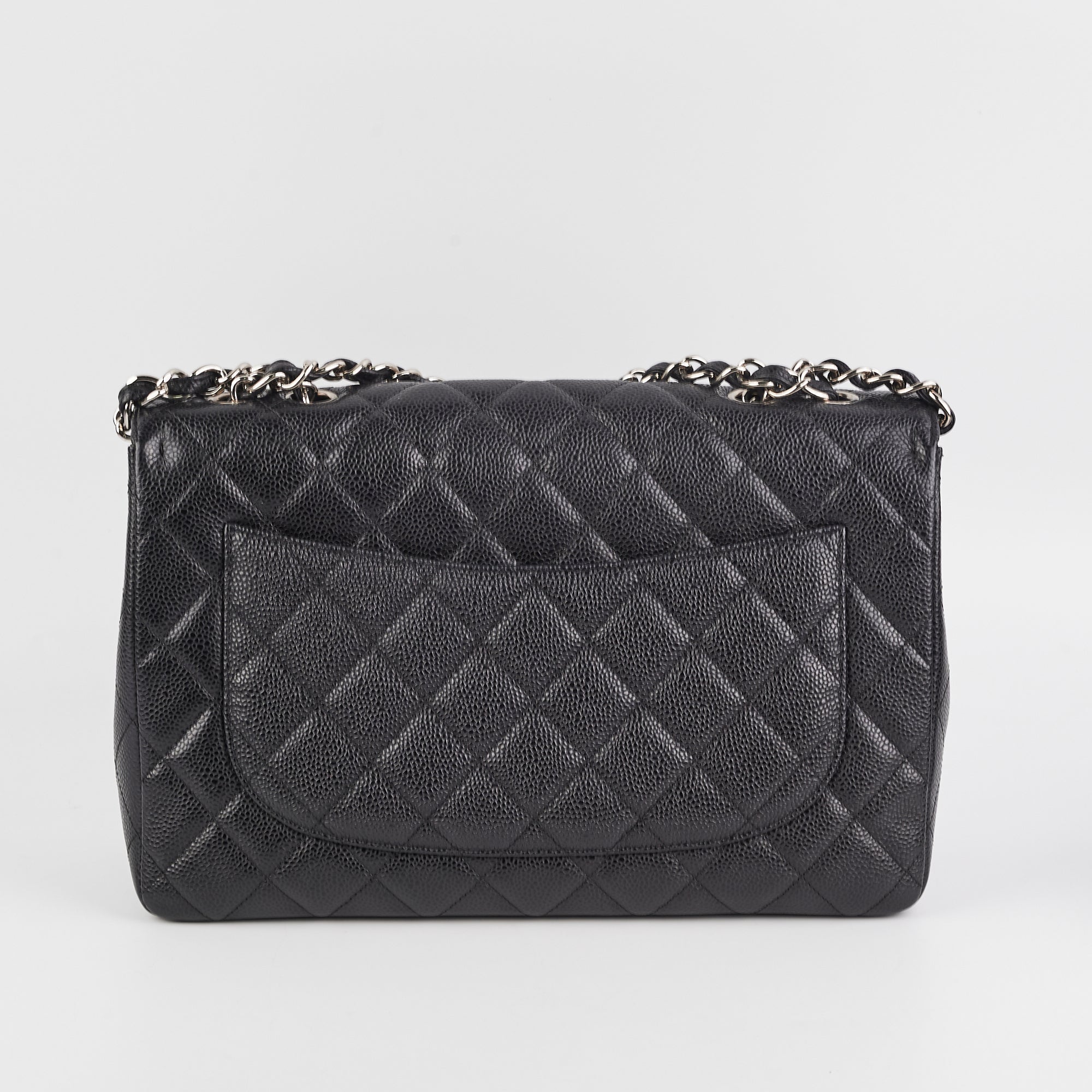 Chanel Single Flap Jumbo Caviar Black Leather Shoulder Bag - Luxury Designer Handbag for Women | Perfect for Work, Evening Events & Everyday Use