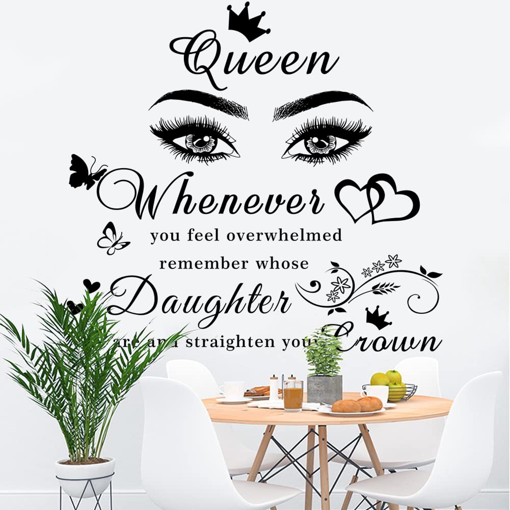 Inspirational Wall Stickers for Girls - Motivational Quote Queen Wall Decals with Butterfly Design, Positive Home Decor for Women & Teens - Perfect for Bedroom, Living Room, Beauty Salon & Girls Room Decor