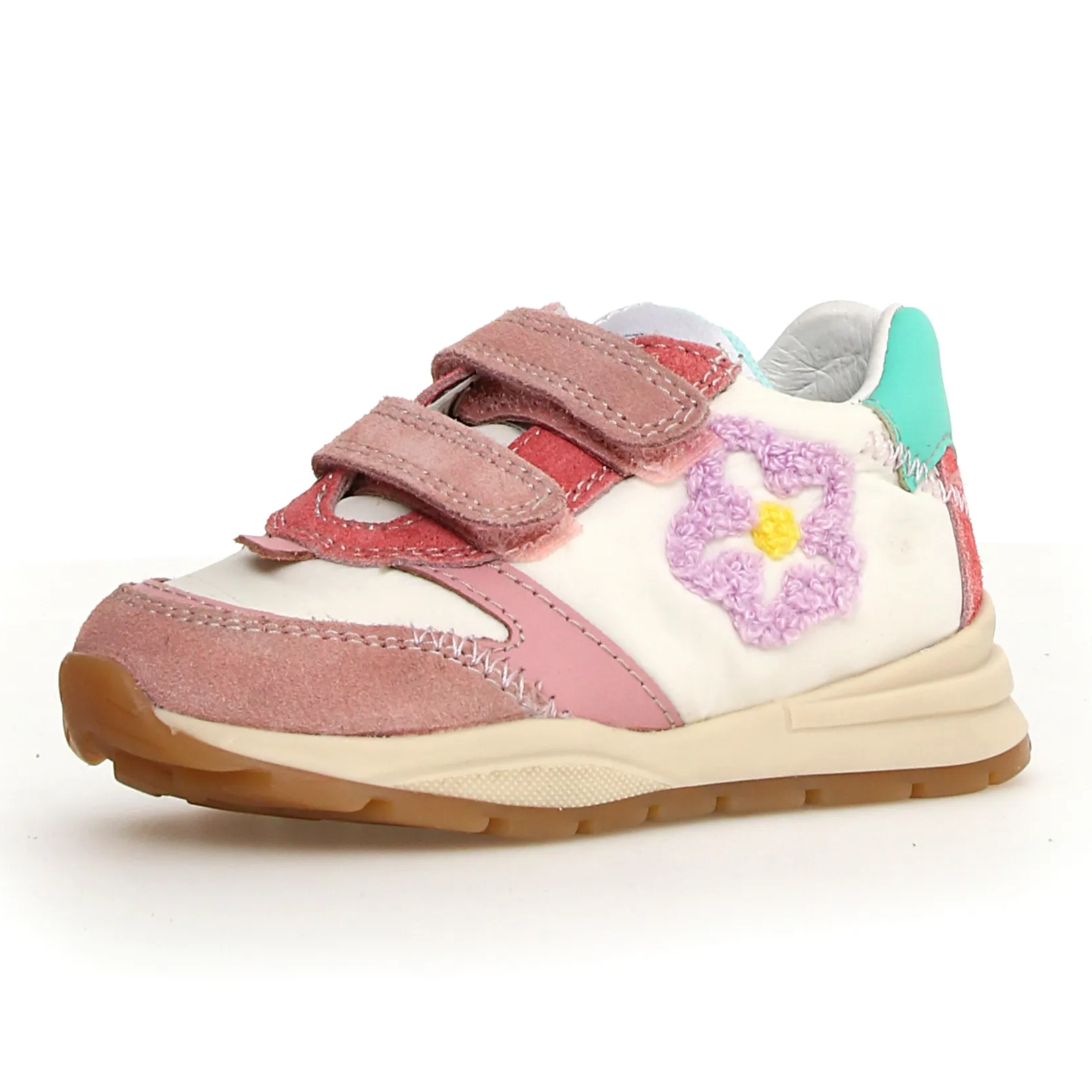 Naturino Quelly 3 VL Sneakers for Girls - Light Pink & Cream Comfortable School Shoes | Perfect for School, Playground & Everyday Wear