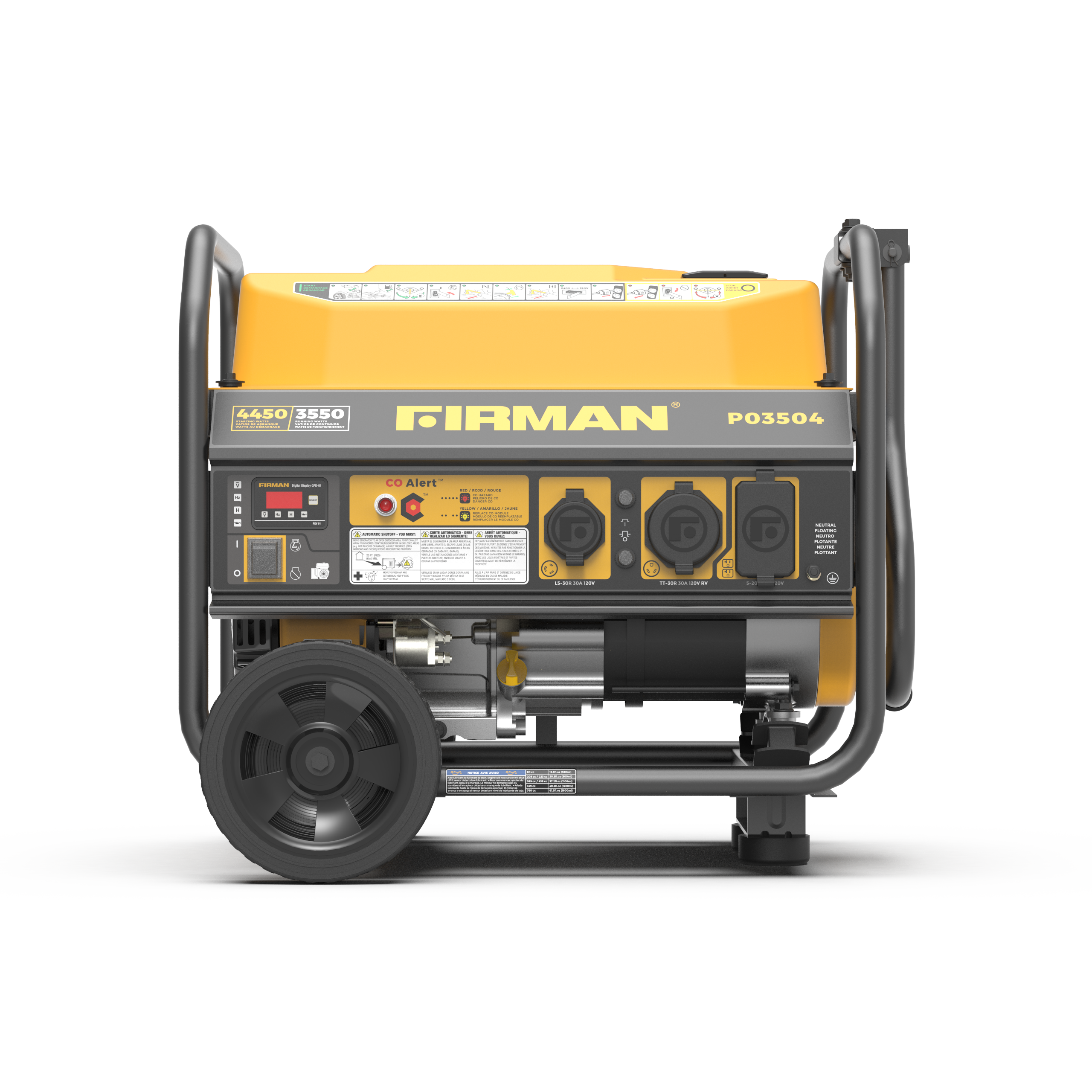 4450W Portable Gas Generator with Recoil Start & CO Alert - 120V Power for Camping, Emergencies & Outdoor Activities