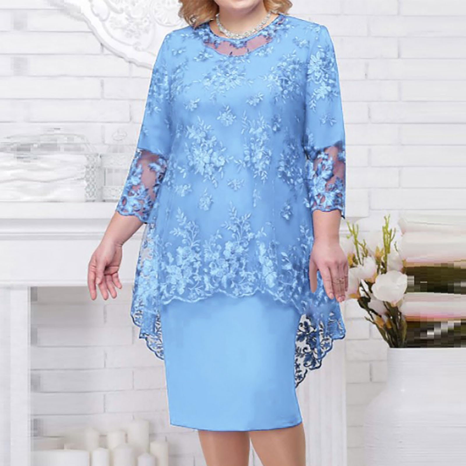 Elegant Floral Lace Mother of The Bride Dress - Plus Size Formal Evening Gown for Wedding Guest & Grandmother | Perfect for Weddings, Parties & Special Occasions