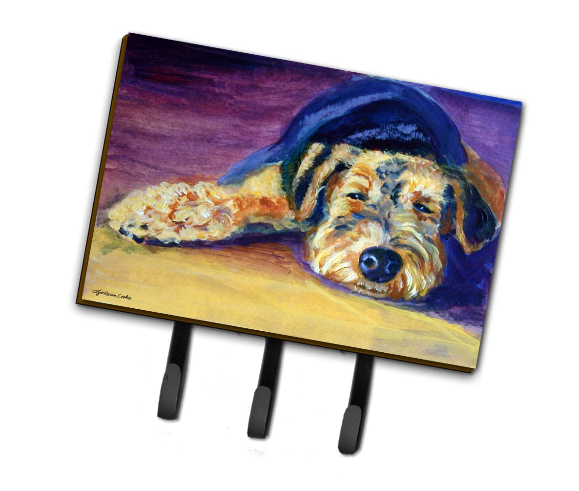 Caroline's Treasures 7344TH68 Snoozer Airedale Terrier Wall Hook - Key Holder, Coat Rack, Leash Hanger for Keys, Towels, Aprons & Pet Accessories - Perfect for Entryway, Kitchen & Mudroom Organization
