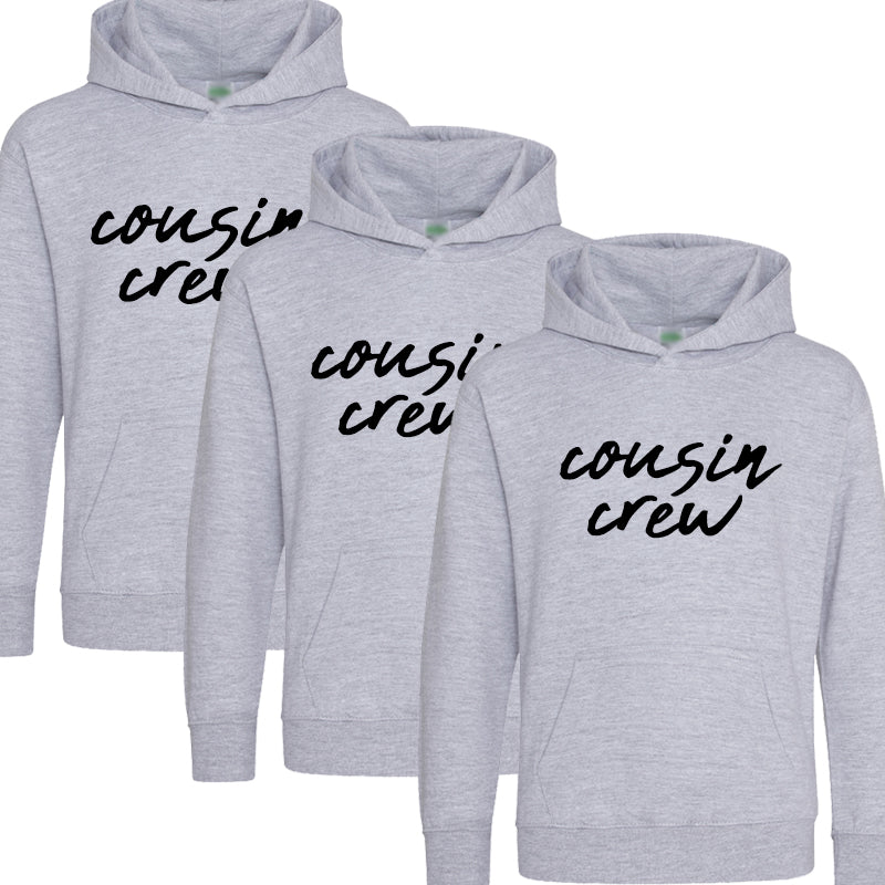 Cousin Crew Kids Hoodies for Boys & Girls - Soft Heather Grey Pullover with MRK X Design - Perfect for School, Playdates & Family Outings