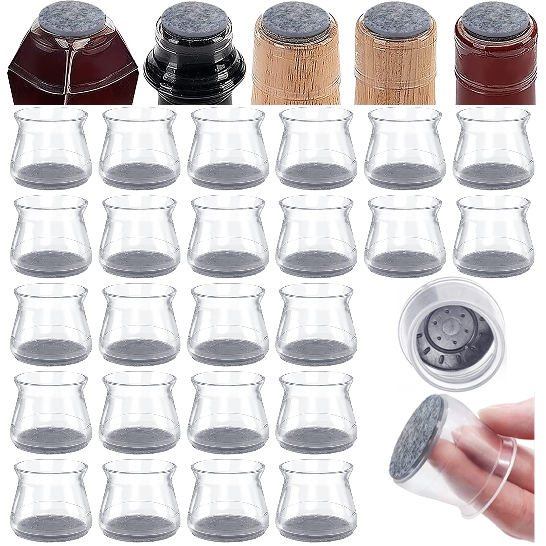 24PCS Silicone Chair Leg Floor Protectors for Hardwood Floors - Non-Slip Rubber Chair Leg Caps, Furniture Feet Covers for Chairs & Bar Stools - Protect Floors from Scratches & Noise (Home, Office, Restaurant Use)