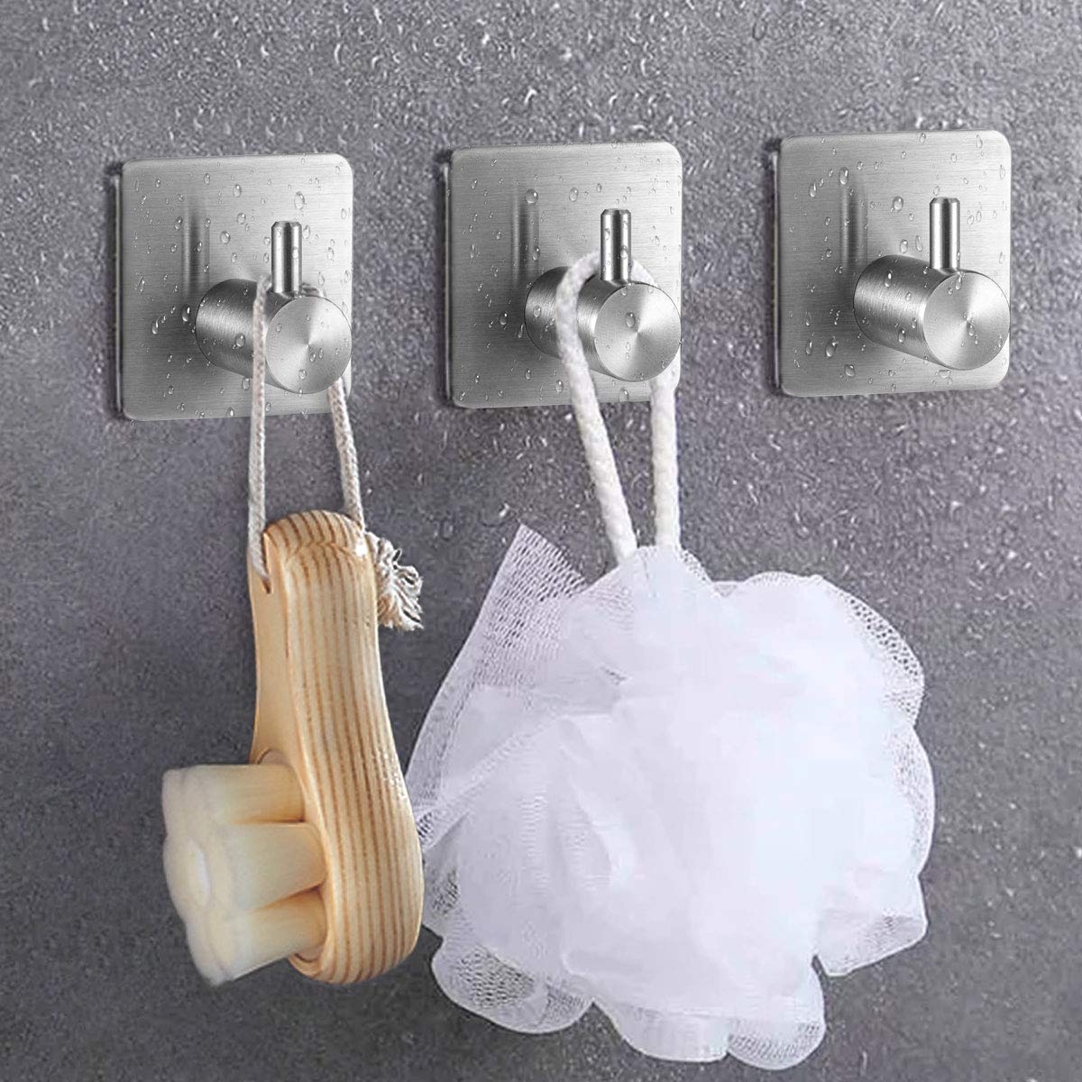 FULGENTE 4-Pack Adhesive Wall Hooks - Heavy Duty Bathroom Towel Hooks, Coat Hangers & Bath Towel Holder for Home, Kitchen, Dorm - No Drill Wall Mounted Organization Solution
