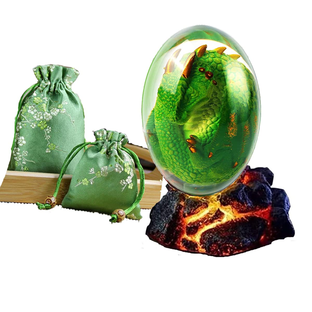 Glowing Lava Dragon Egg with LED Light Base - Crystal Decorative Ornament for Home, Desk, Gift - Perfect for Fantasy Lovers, Game Room Decor, and Collectors